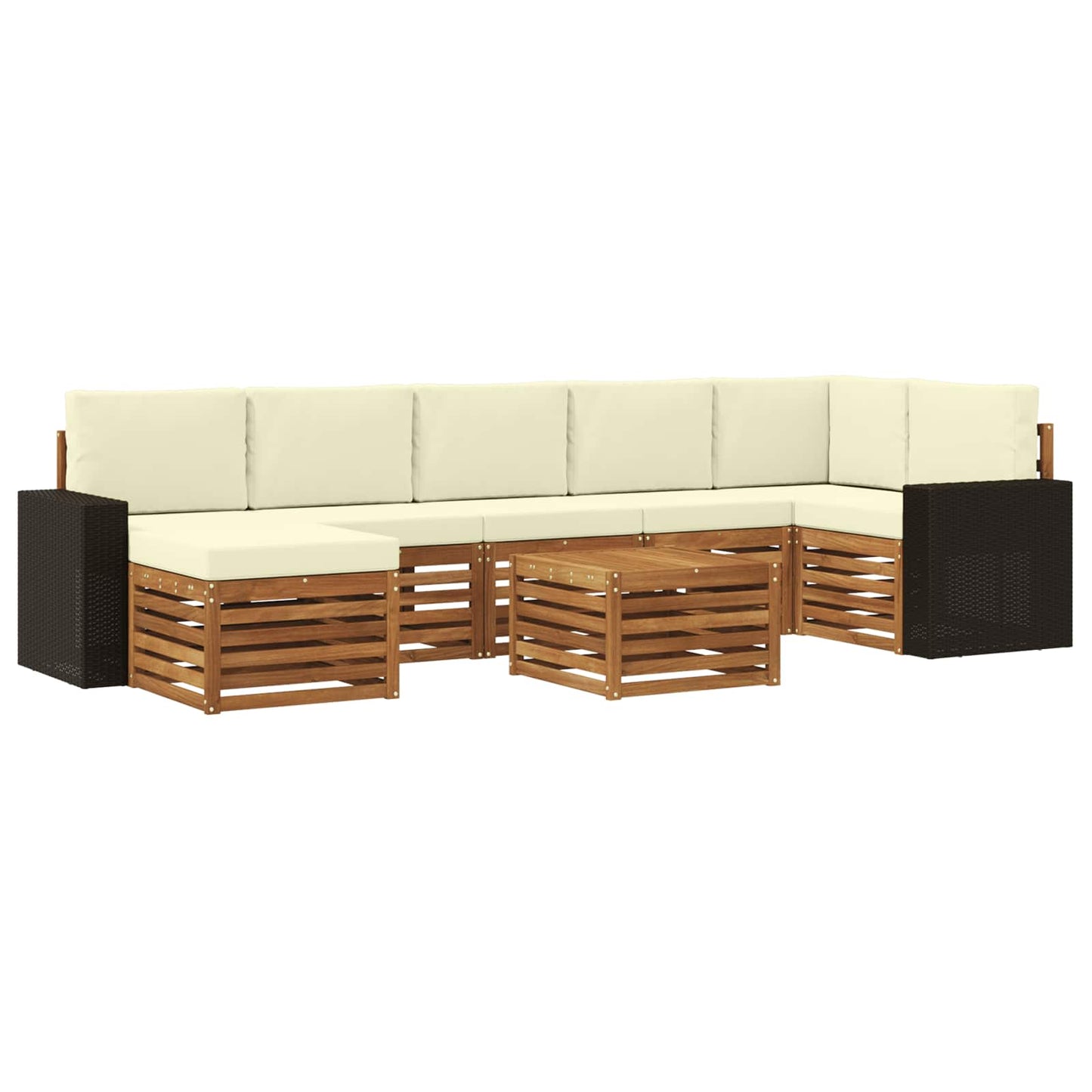 vidaXL Σειρά Καναπέ Εξωτερικού με μαξιλάρι 8 pcs Φυσικό και Κρέμα
