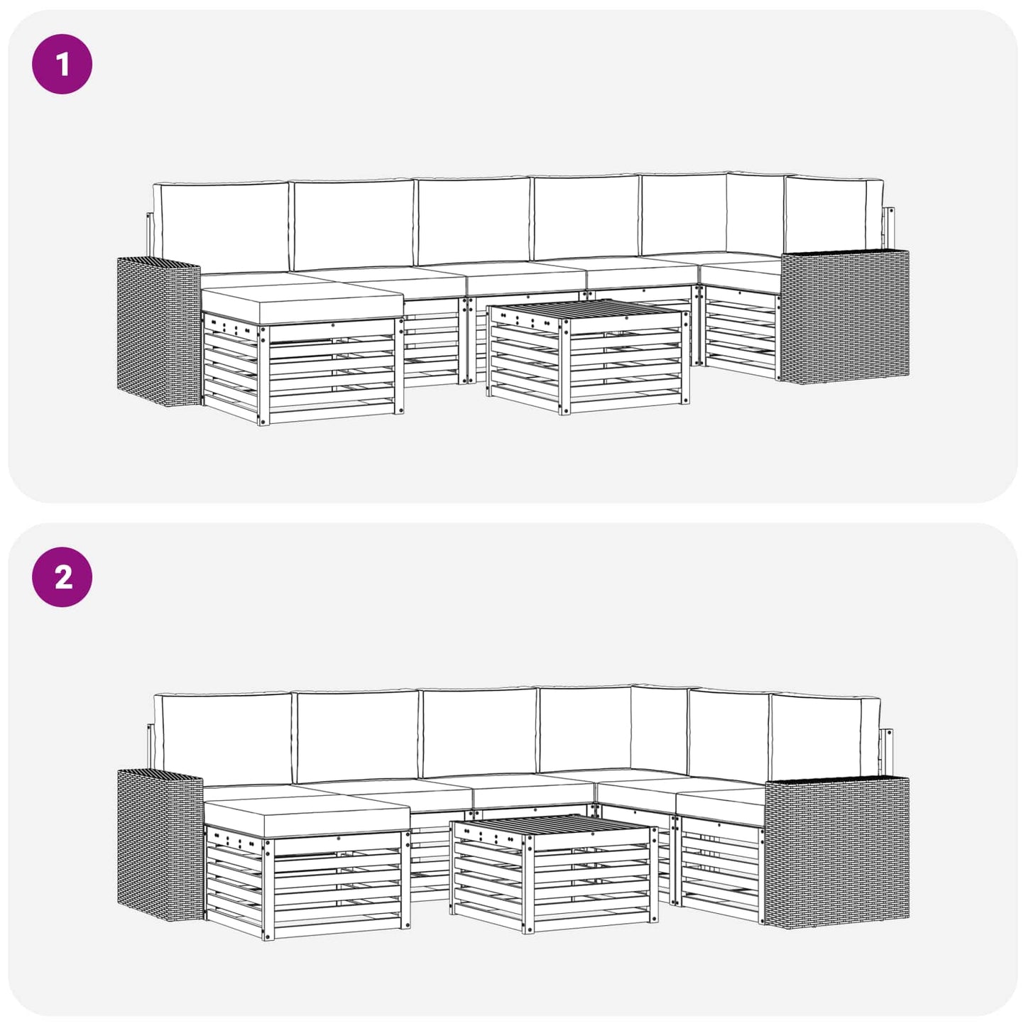 vidaXL Σειρά Καναπέ Εξωτερικού 8 pcs Φυσικό και Ανοιχτό Γκρι