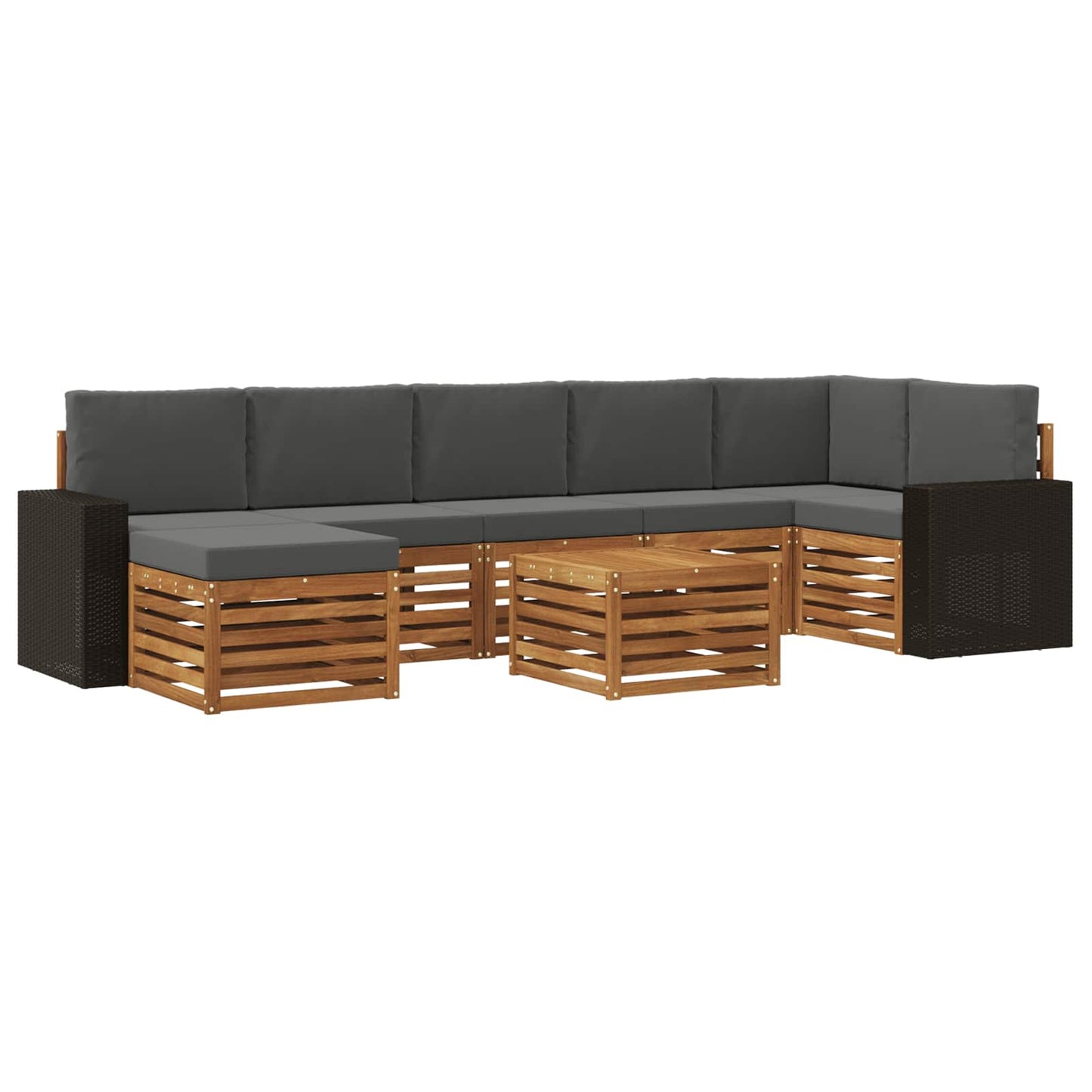vidaXL Σειρά Καναπέ Εξωτερικού με μαξιλάρι 8 pcs Φυσικό και Ανθρακί