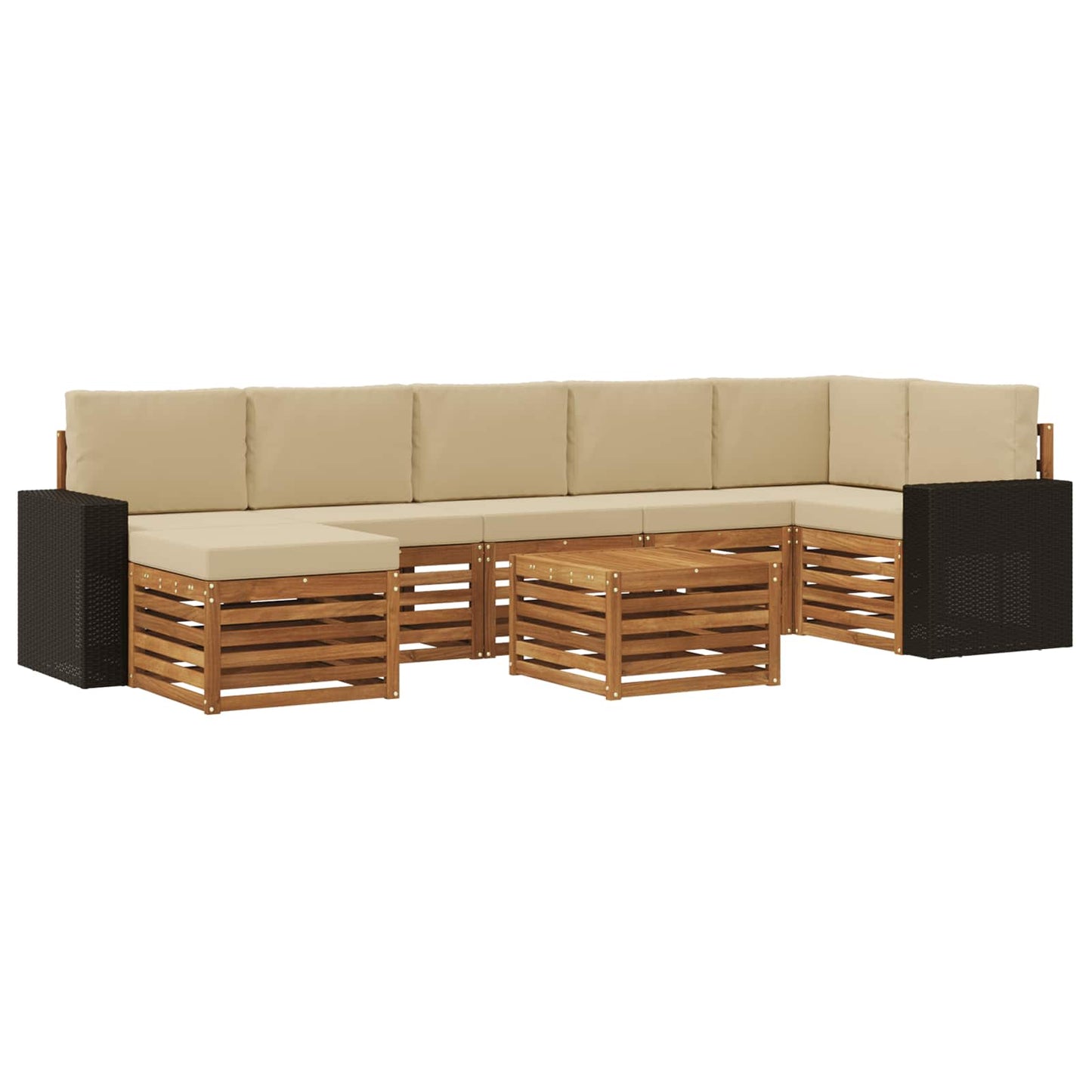 vidaXL Σειρά Καναπέ Εξωτερικού με μαξιλάρι 8 pcs Φυσικό και Μπεζ