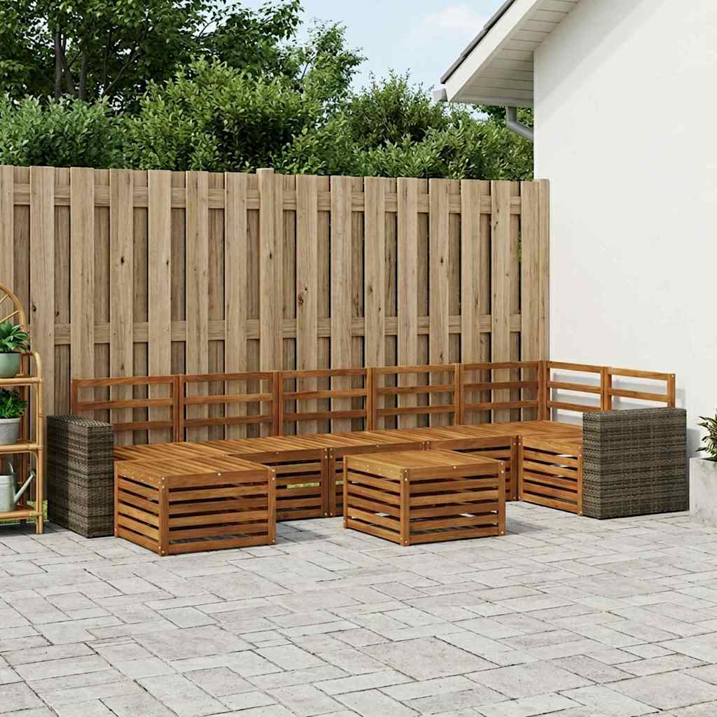 vidaXL Σειρά Καναπέ Εξωτερικού 8 pcs Φυσικό Στερεό Ξύλο Ακακίας