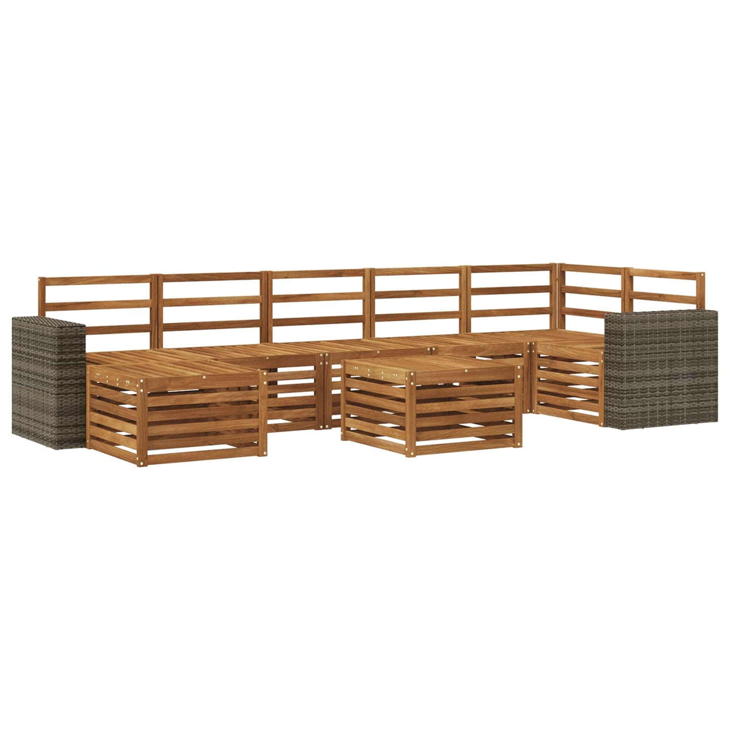 vidaXL Σειρά Καναπέ Εξωτερικού 8 pcs Φυσικό Στερεό Ξύλο Ακακίας