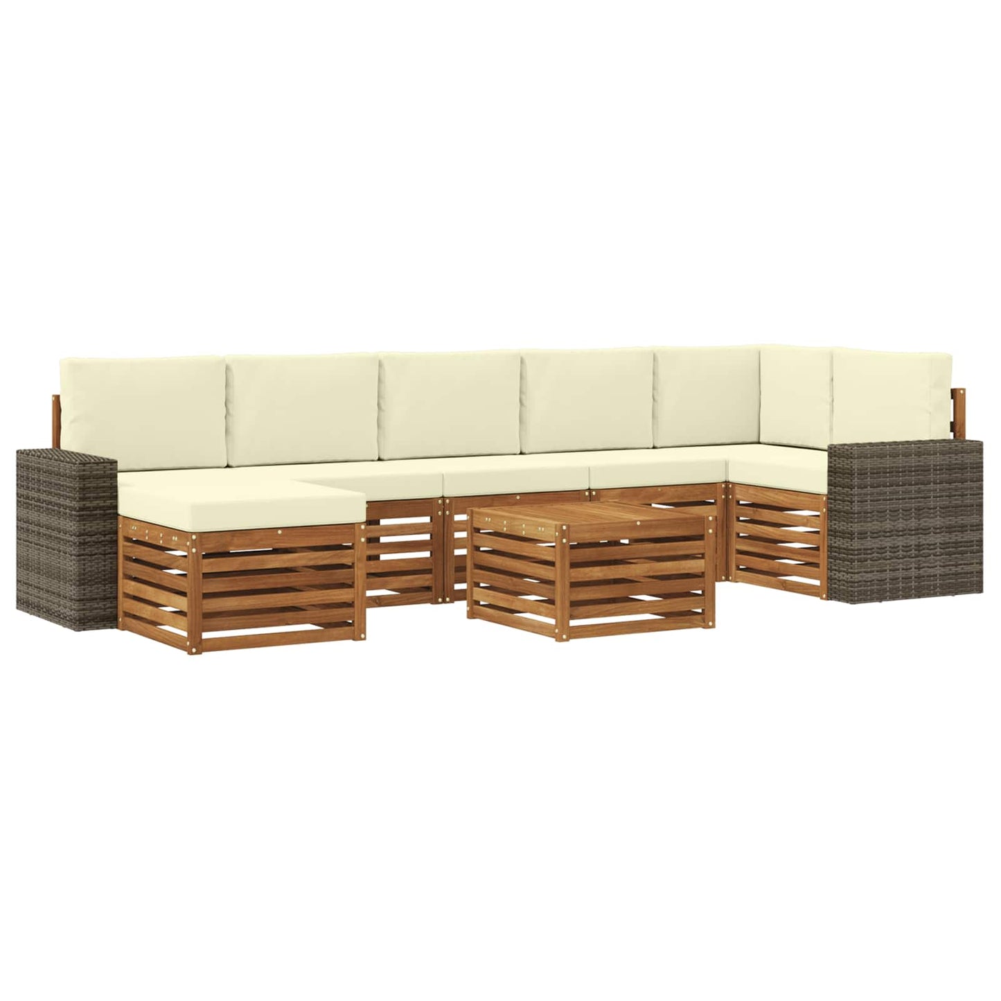 vidaXL Σειρά Καναπέ Εξωτερικού με μαξιλάρι 8 pcs Φυσικό και Κρέμα