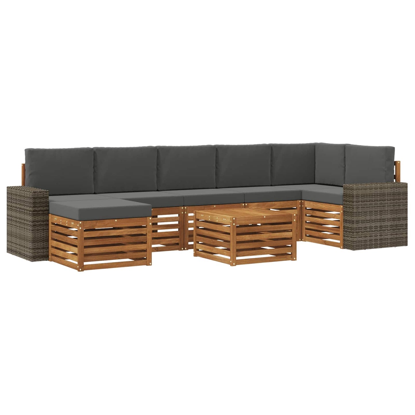 vidaXL Σειρά Καναπέ Εξωτερικού με μαξιλάρι 8 pcs Φυσικό και Ανθρακί