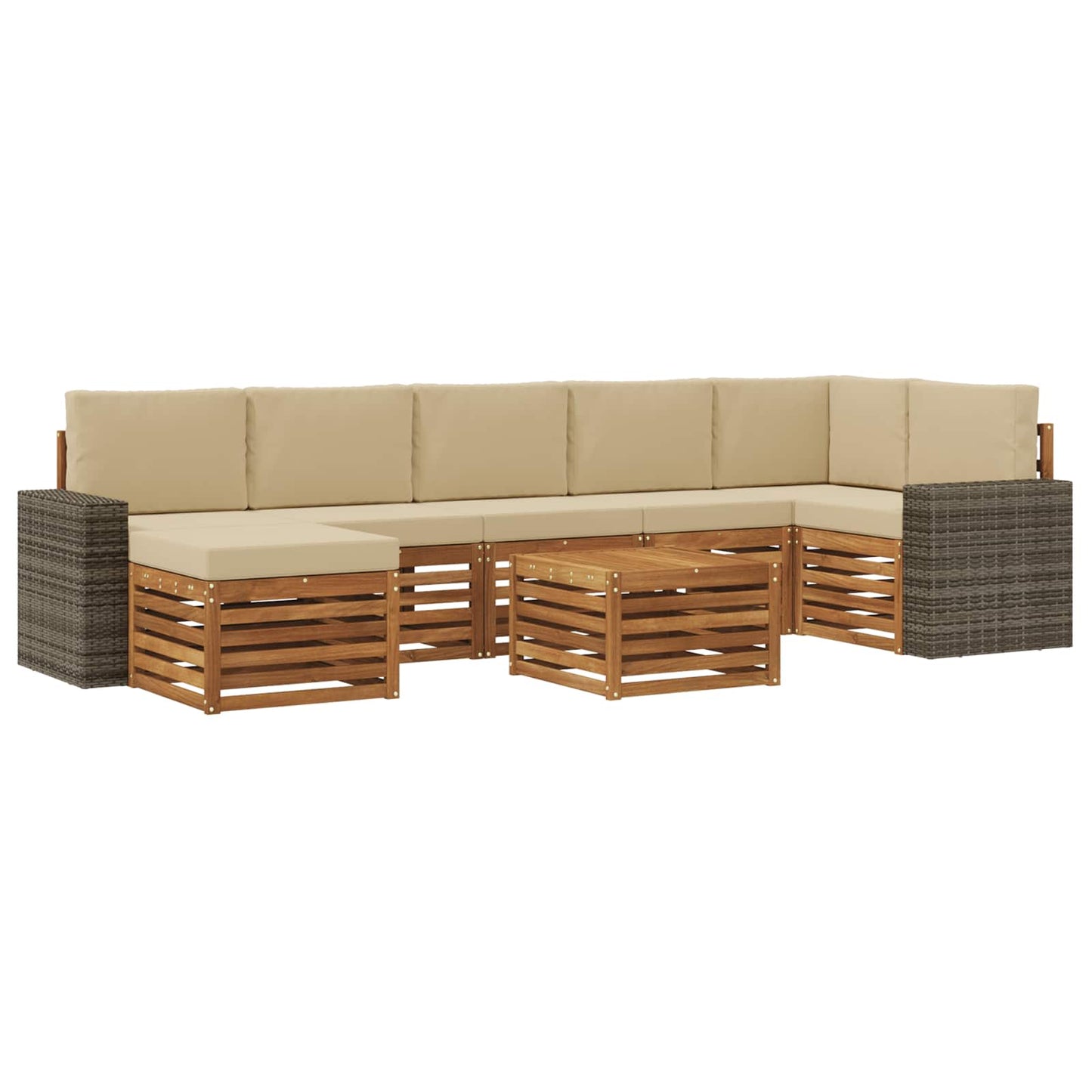 vidaXL Σειρά Καναπέ Εξωτερικού με μαξιλάρι 8 pcs Φυσικό και Μπεζ