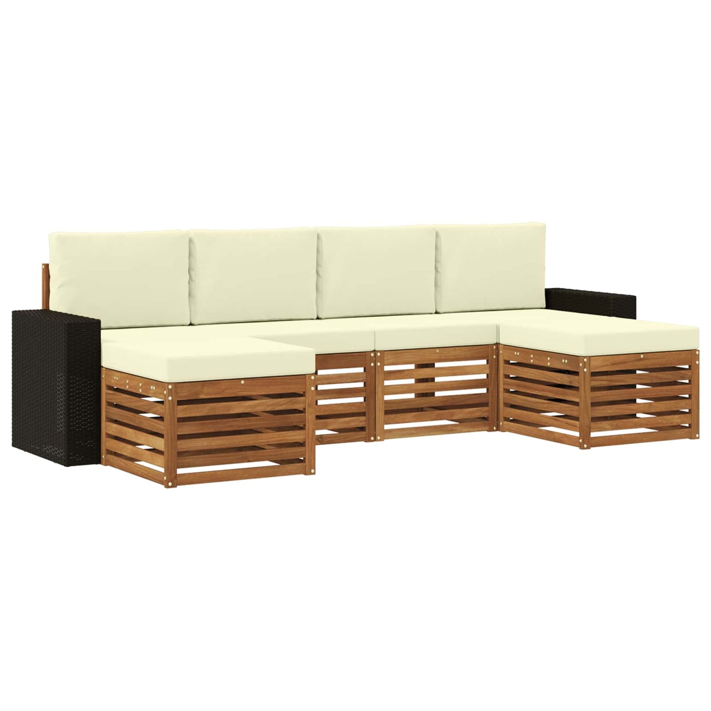 vidaXL Σετ Καναπέ 6 pcs Φυσικό και Κρέμα Στερεό Ξύλο Ακακίας