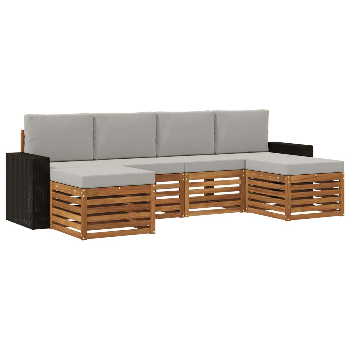 vidaXL Σετ Καναπέ 6 pcs Φυσικό και Ανοιχτό Γκρι Στερεό Ξύλο Ακακίας