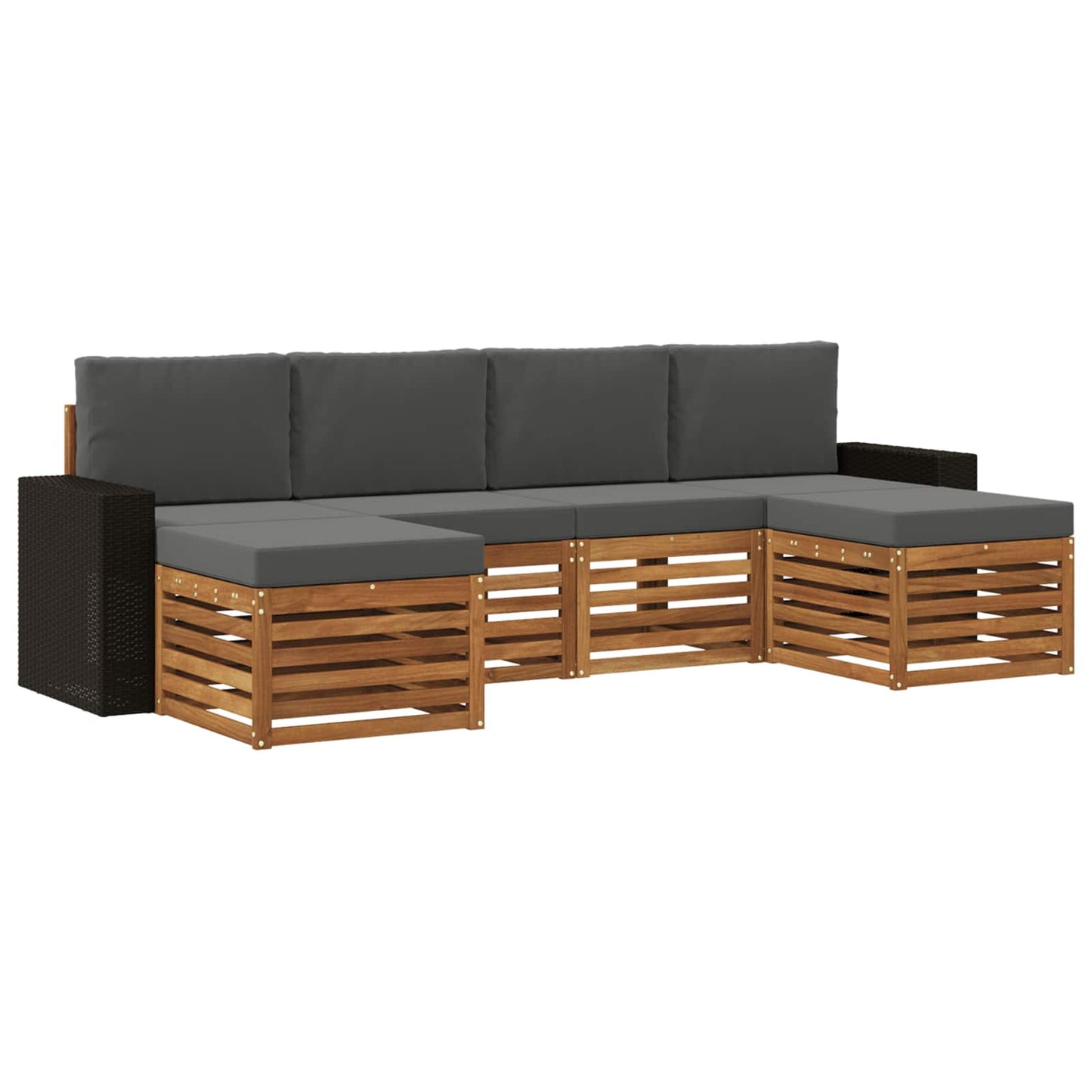 vidaXL Σετ Καναπέ 6 pcs Φυσικό και Ανθρακί Στερεό Ξύλο Ακακίας