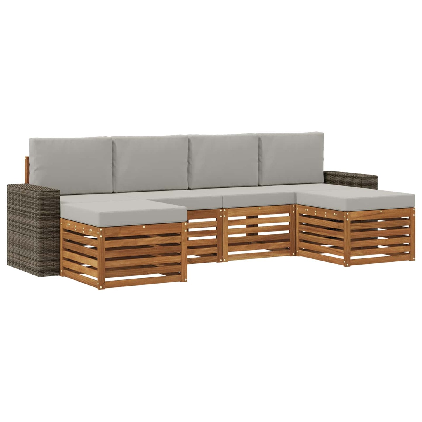 vidaXL Σετ Καναπέ 6 pcs Φυσικό και Ανοιχτό Γκρι Στερεό Ξύλο Ακακίας