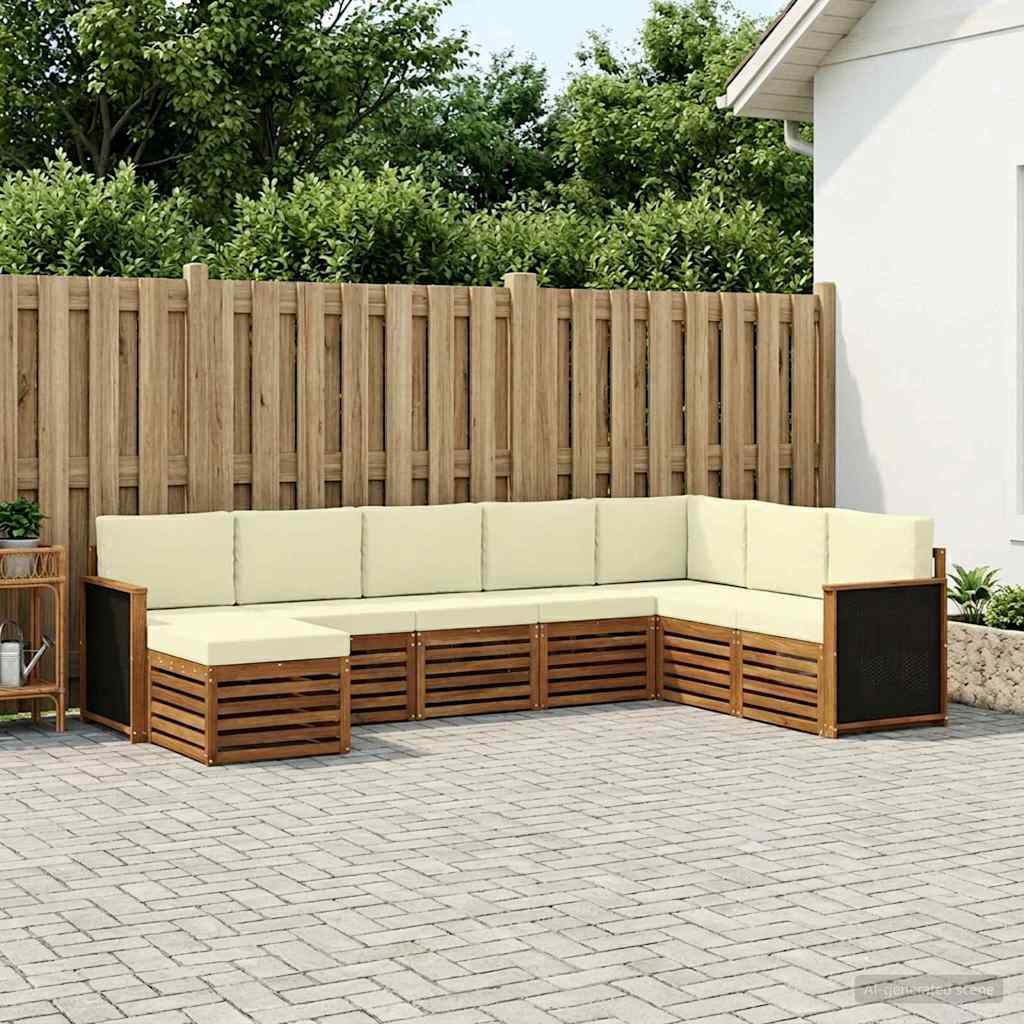 vidaXL Σειρά Καναπέ Εξωτερικού με μαξιλάρι 6 pcs Φυσικό και Κρέμα