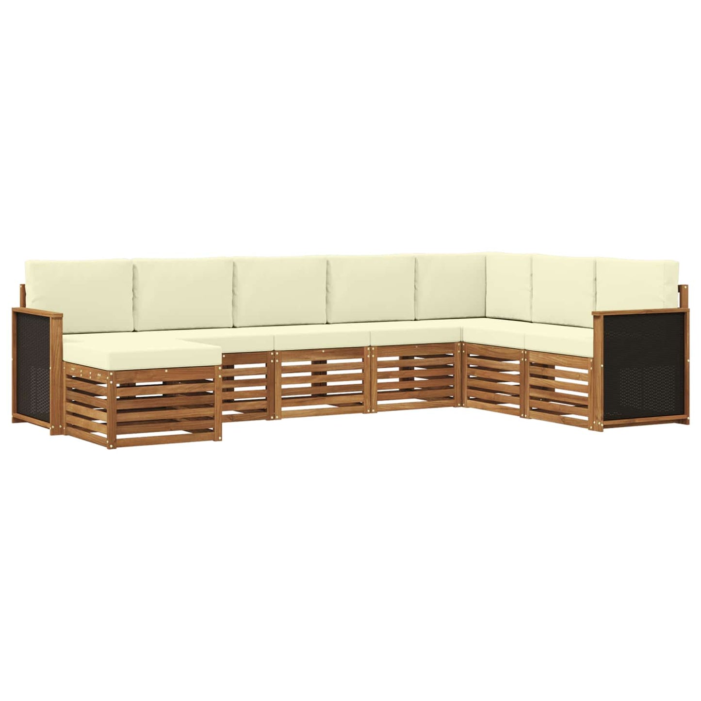 vidaXL Σειρά Καναπέ Εξωτερικού με μαξιλάρι 6 pcs Φυσικό και Κρέμα