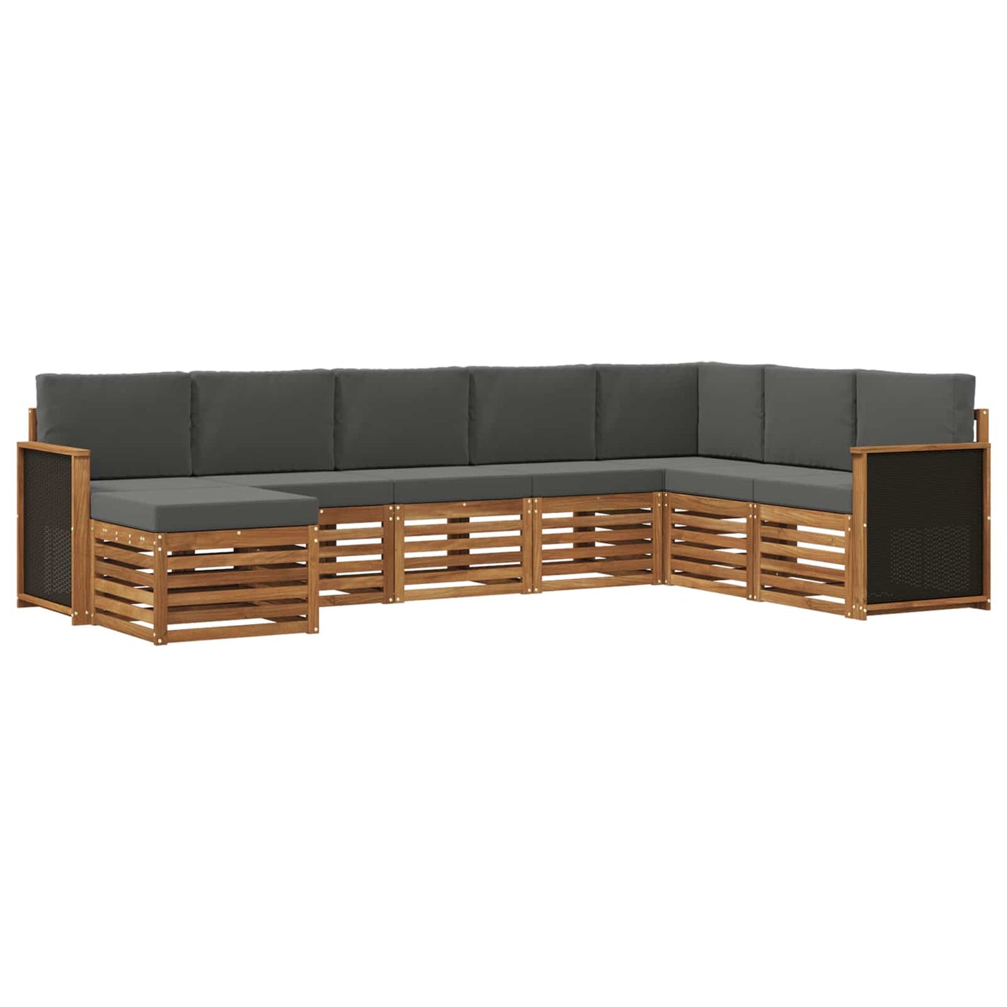 vidaXL Σειρά Καναπέ Εξωτερικού με μαξιλάρι 6 pcs Φυσικό και Ανθρακί