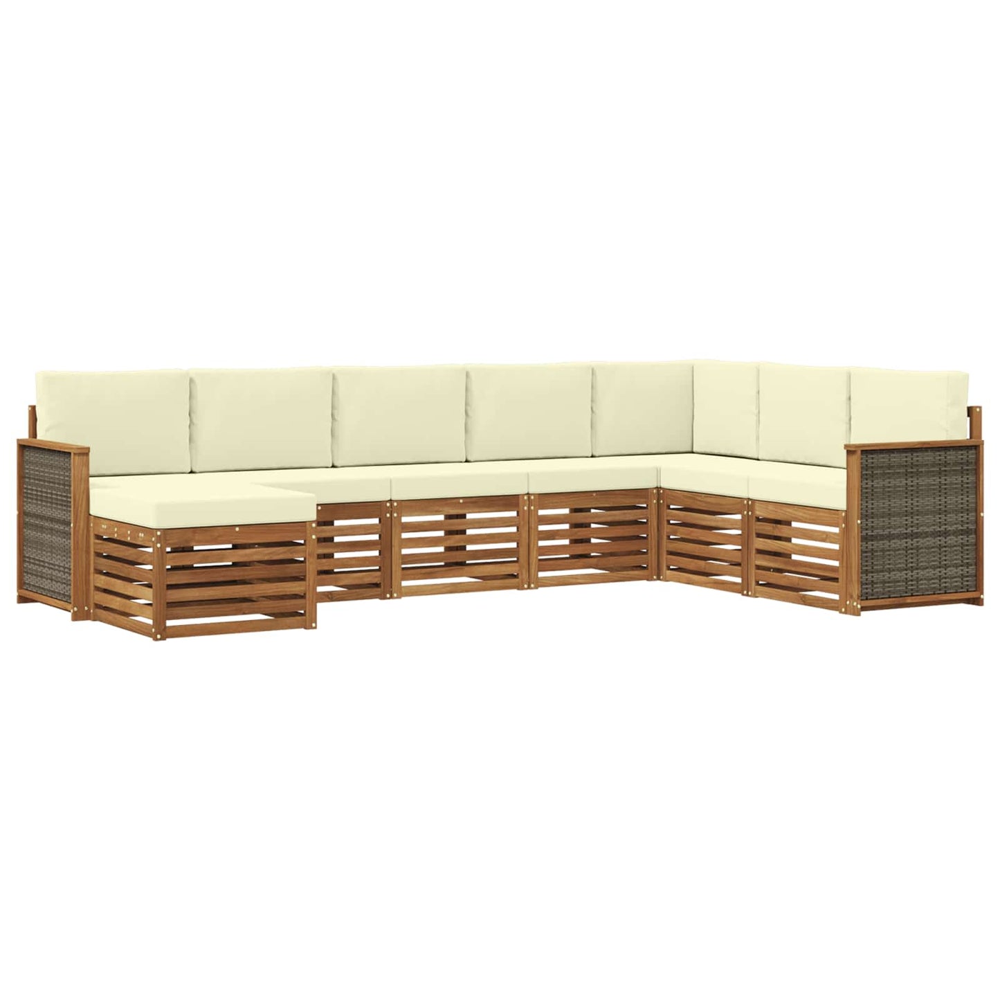 vidaXL Σειρά Καναπέ Εξωτερικού με μαξιλάρι 6 pcs Φυσικό και Κρέμα