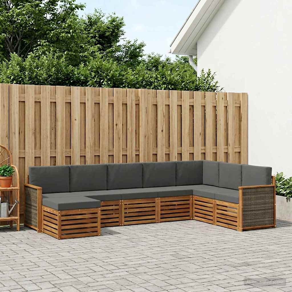 vidaXL Σειρά Καναπέ Εξωτερικού με μαξιλάρι 6 pcs Φυσικό και Ανθρακί