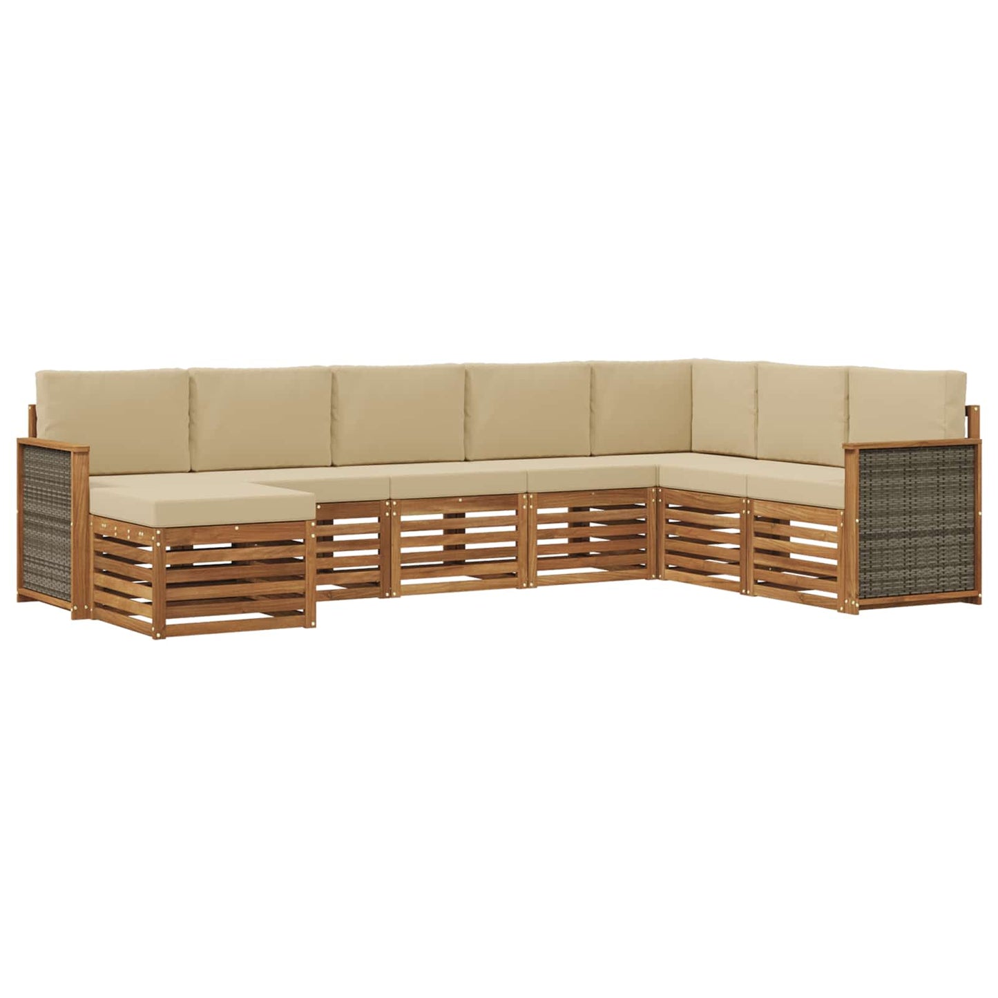 vidaXL Σειρά Καναπέ Εξωτερικού με μαξιλάρι 6 pcs Φυσικό