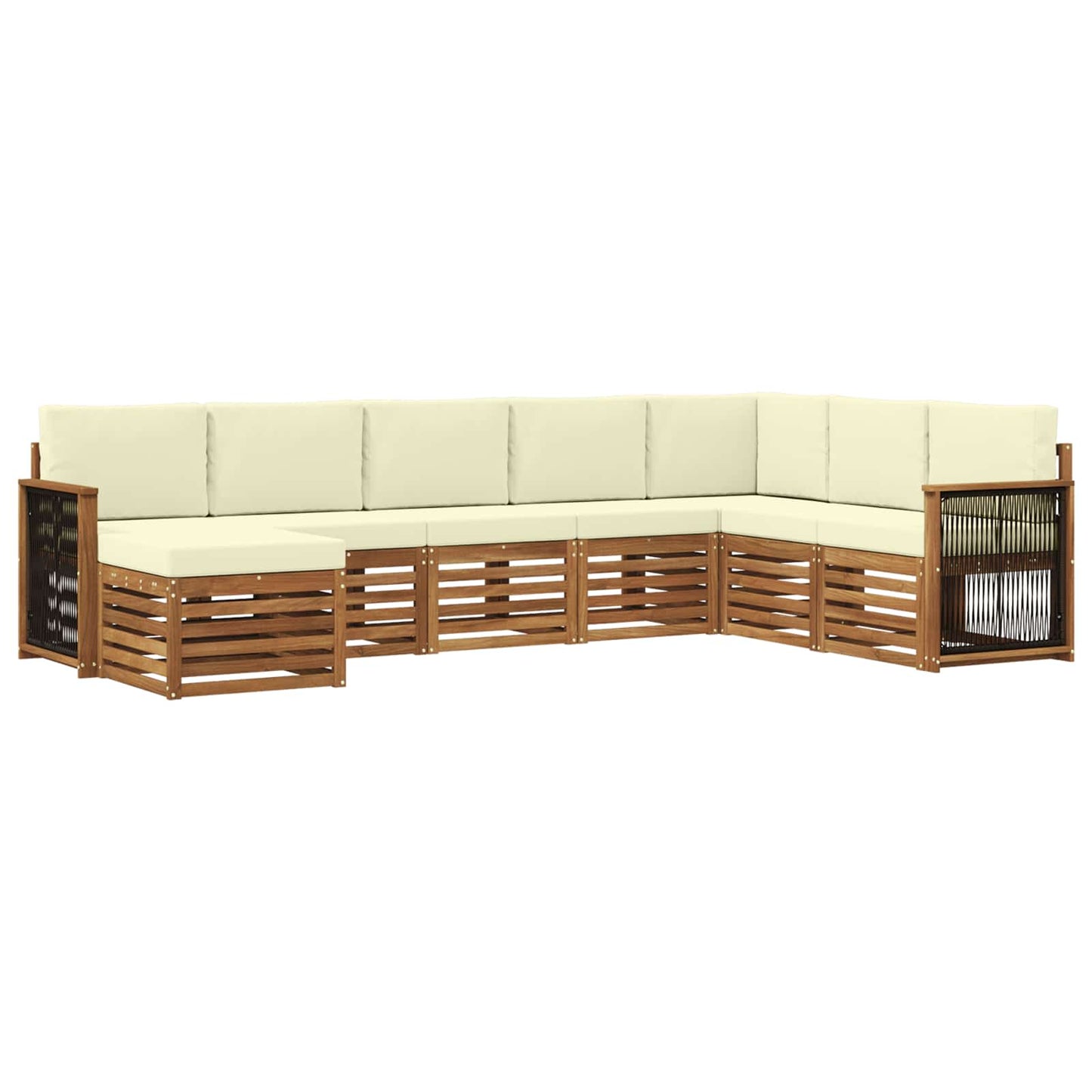 vidaXL Σειρά Καναπέ Εξωτερικού με μαξιλάρι 6 pcs Φυσικό και Κρέμα