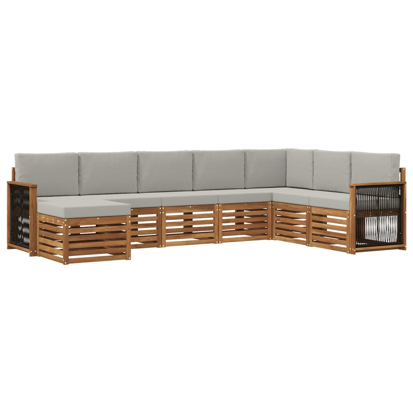 vidaXL Σειρά Καναπέ Εξωτερικού 6 pcs Φυσικό και Ανοιχτό Γκρι