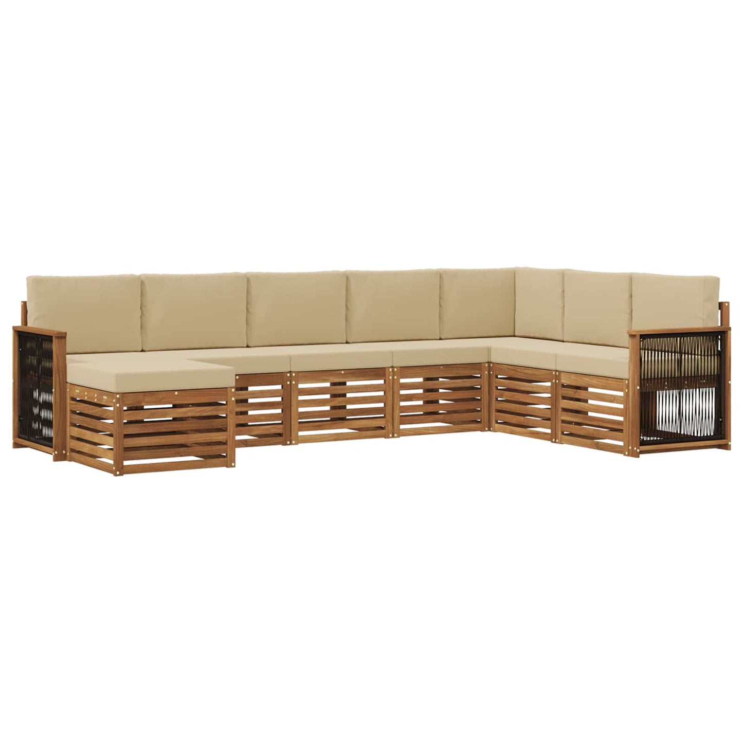 vidaXL Σειρά Καναπέ Εξωτερικού με μαξιλάρι 6 pcs Φυσικό