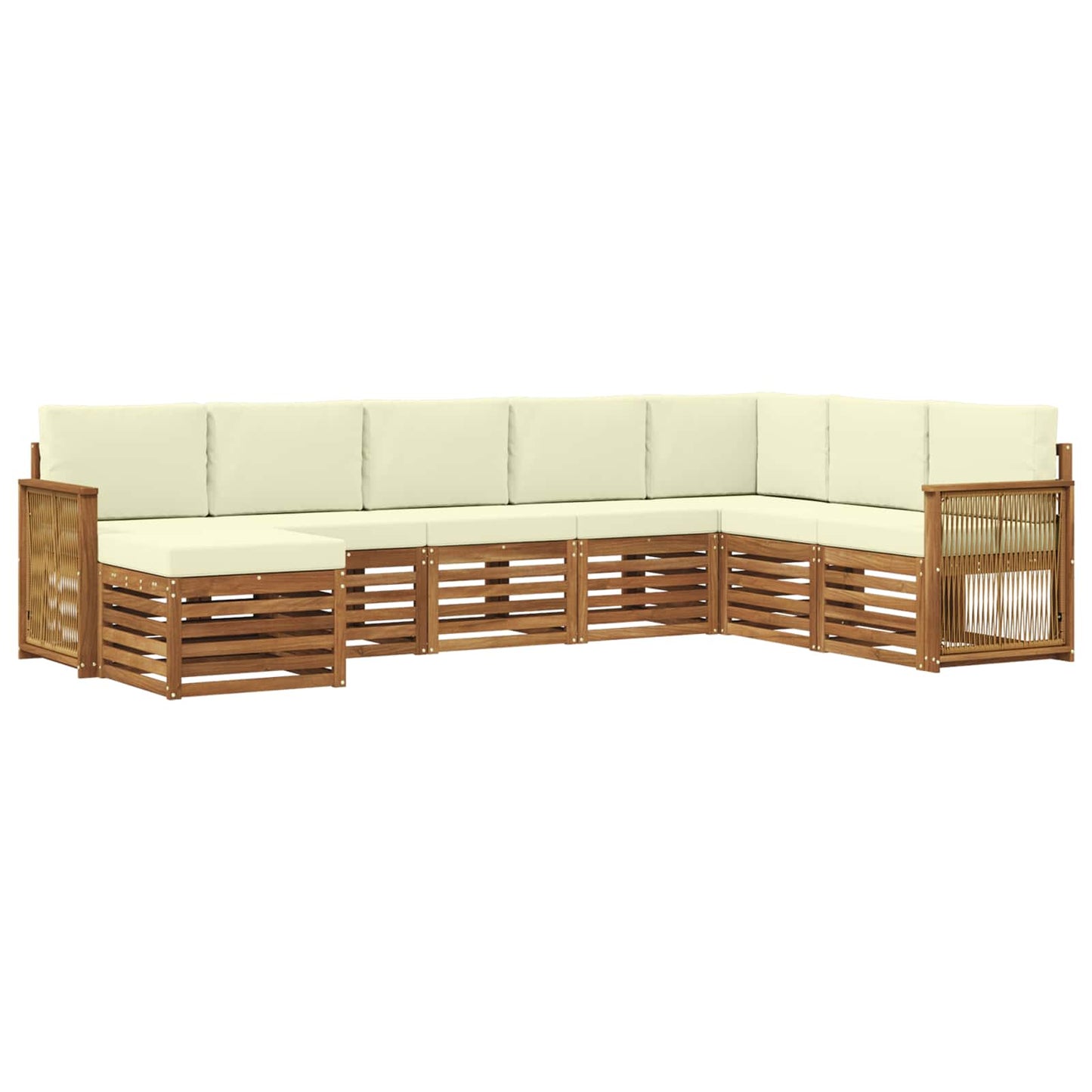 vidaXL Σειρά Καναπέ Εξωτερικού με μαξιλάρι 6 pcs Φυσικό και Κρέμα
