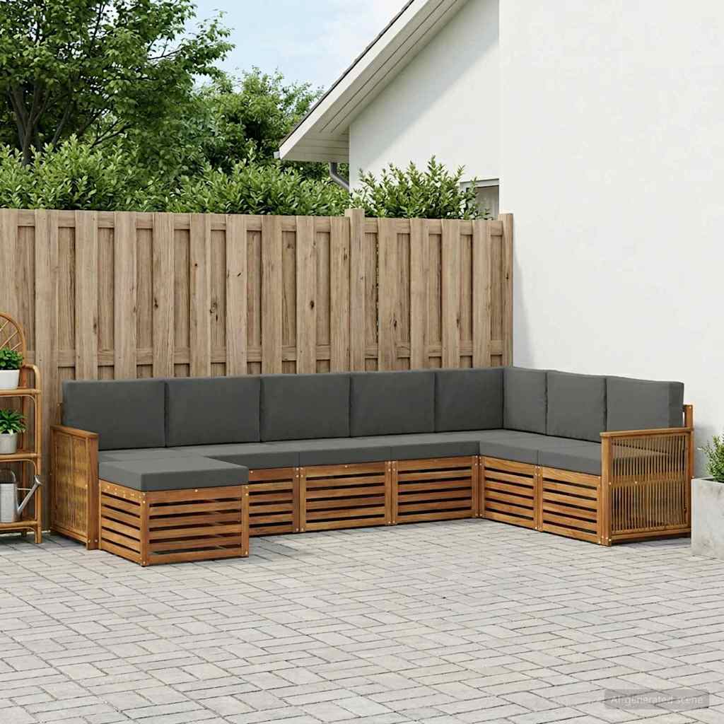 vidaXL Σειρά Καναπέ Εξωτερικού με μαξιλάρι 6 pcs Φυσικό και Ανθρακί