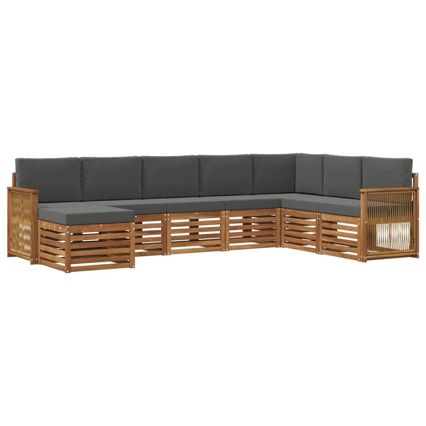 vidaXL Σειρά Καναπέ Εξωτερικού με μαξιλάρι 6 pcs Φυσικό και Ανθρακί