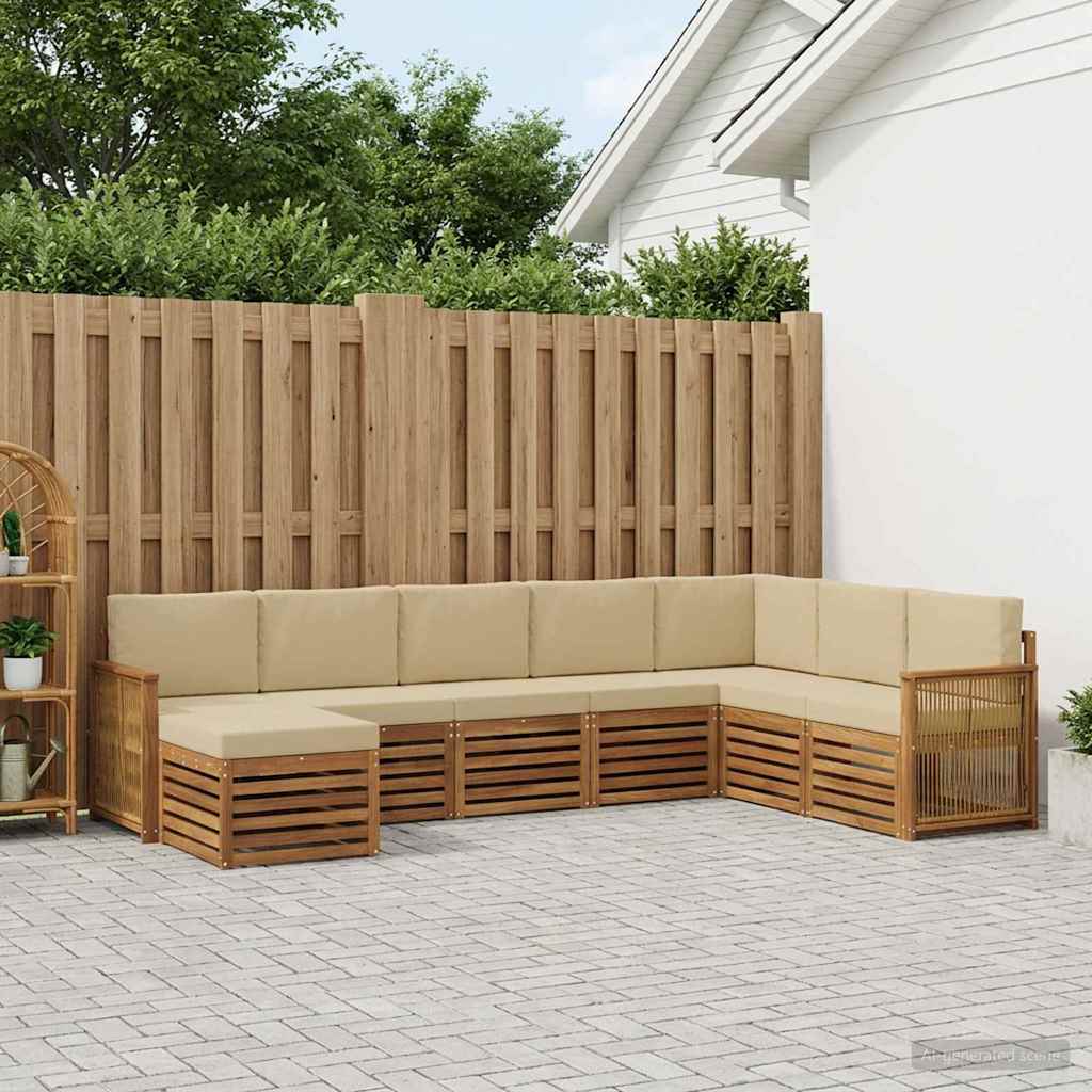 vidaXL Σειρά Καναπέ Εξωτερικού με μαξιλάρι 6 pcs Φυσικό