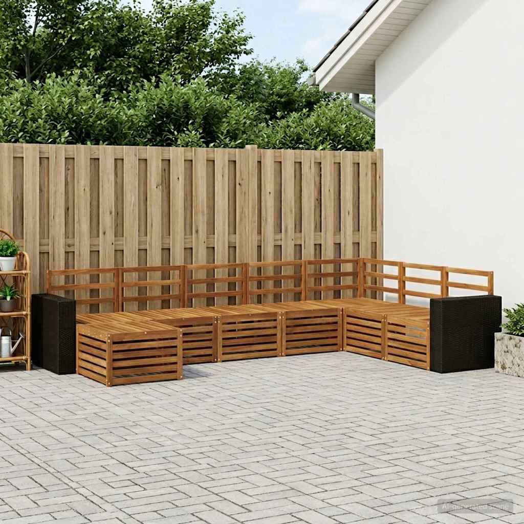 vidaXL Σειρά Καναπέ Εξωτερικού 8 pcs Φυσικό Στερεό Ξύλο Ακακίας