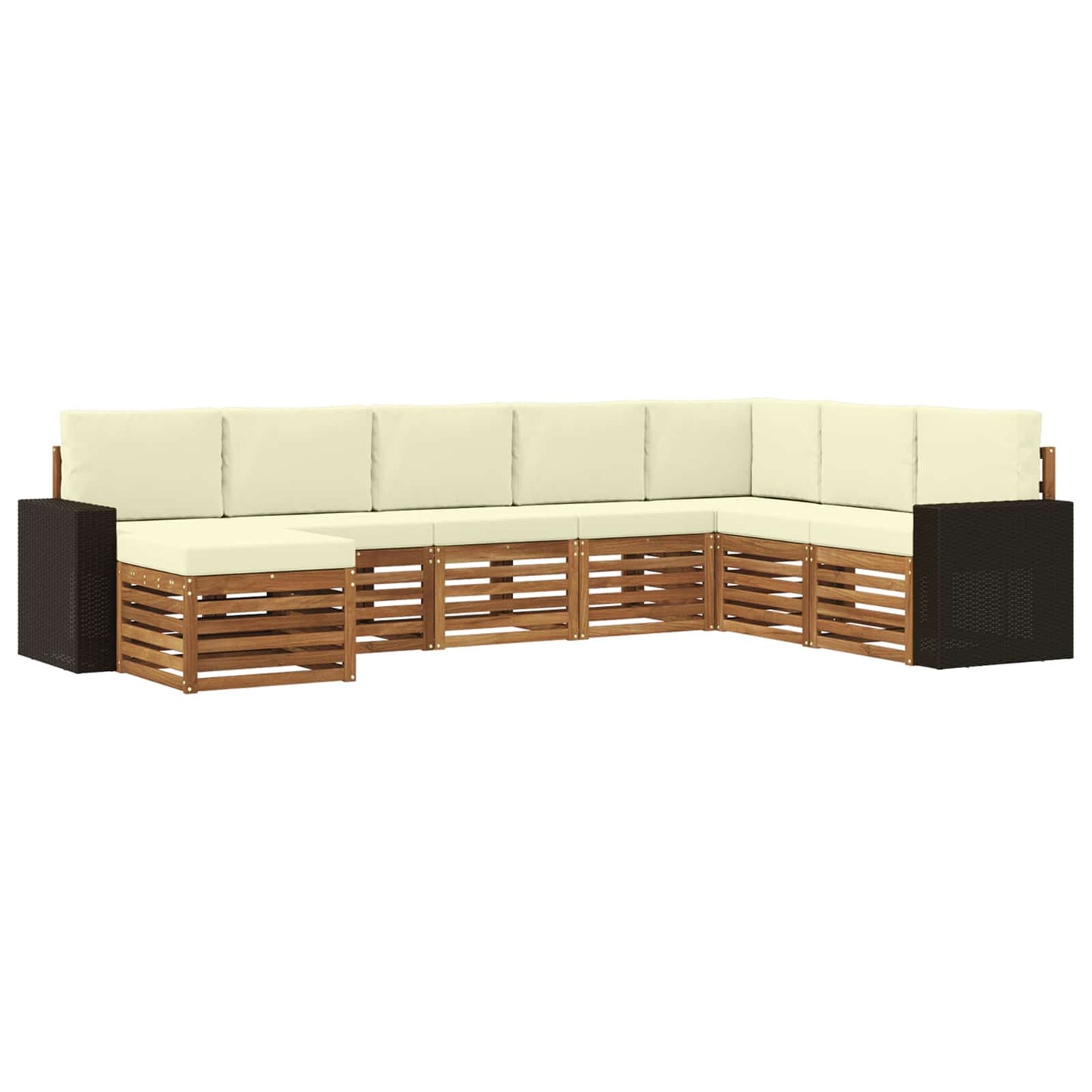 vidaXL Σειρά Καναπέ Εξωτερικού με μαξιλάρι 8 pcs Φυσικό και Κρέμα