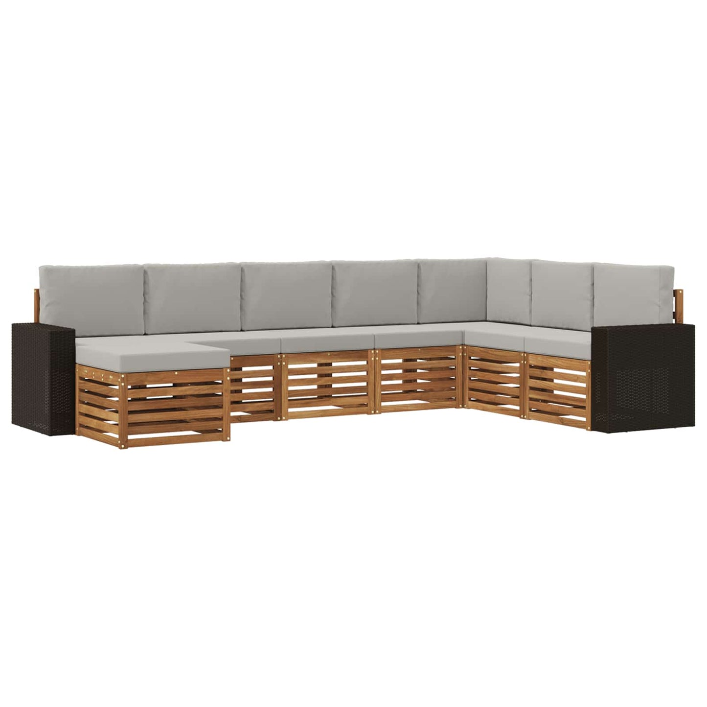 vidaXL Σειρά Καναπέ Εξωτερικού 8 pcs Φυσικό και Ανοιχτό Γκρι