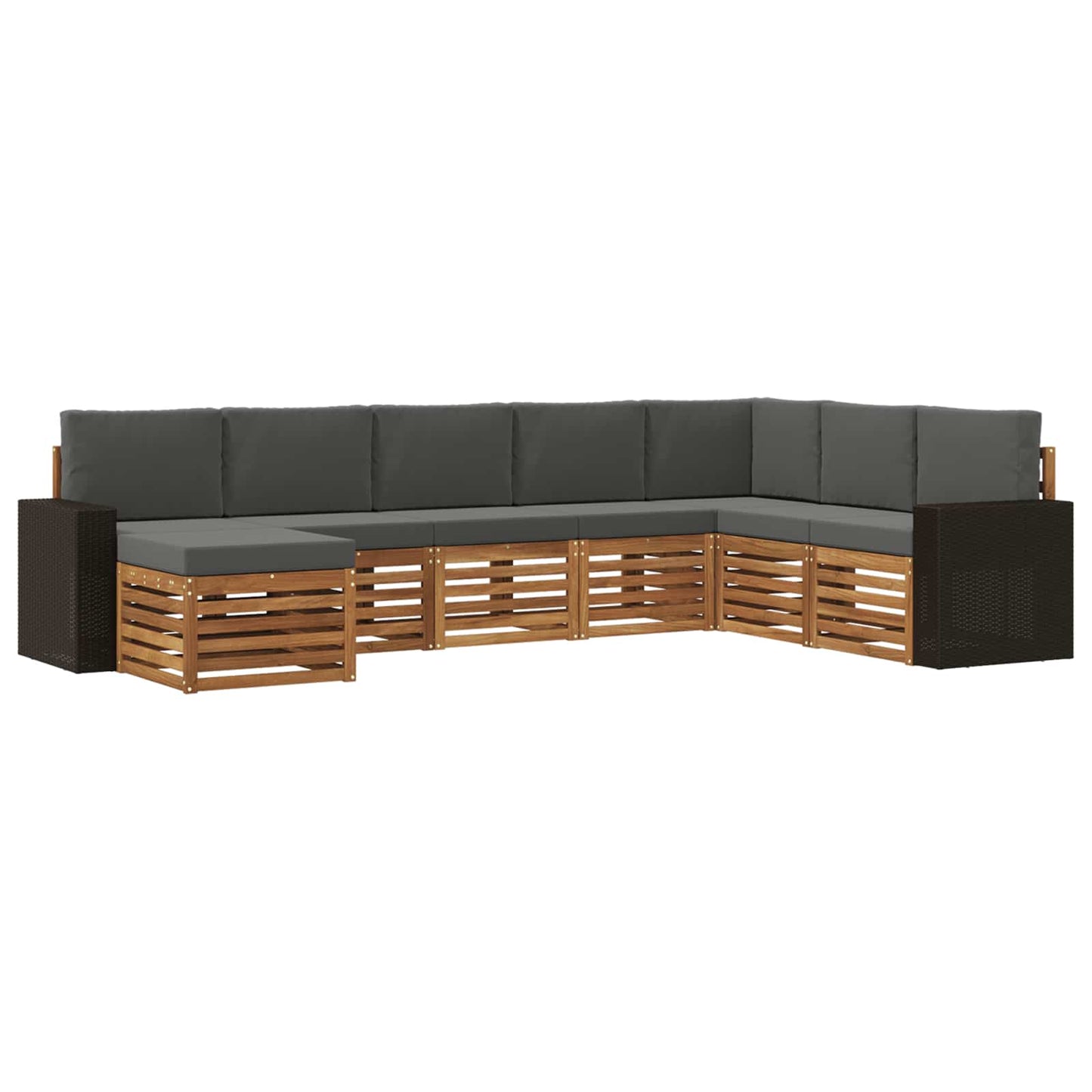 vidaXL Σειρά Καναπέ Εξωτερικού με μαξιλάρι 8 pcs Φυσικό και Ανθρακί