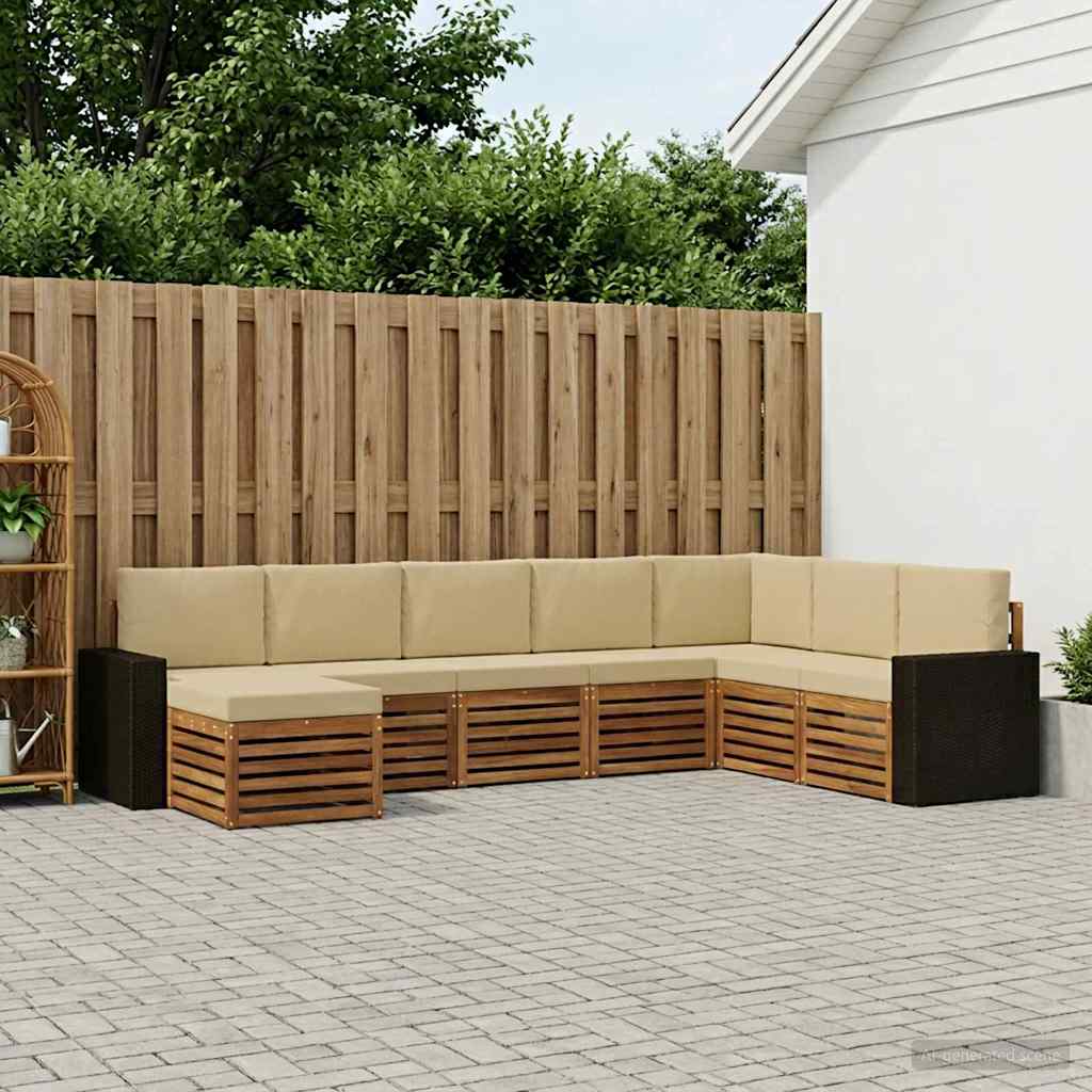 vidaXL Σειρά Καναπέ Εξωτερικού με μαξιλάρι 8 pcs Φυσικό και Μπεζ