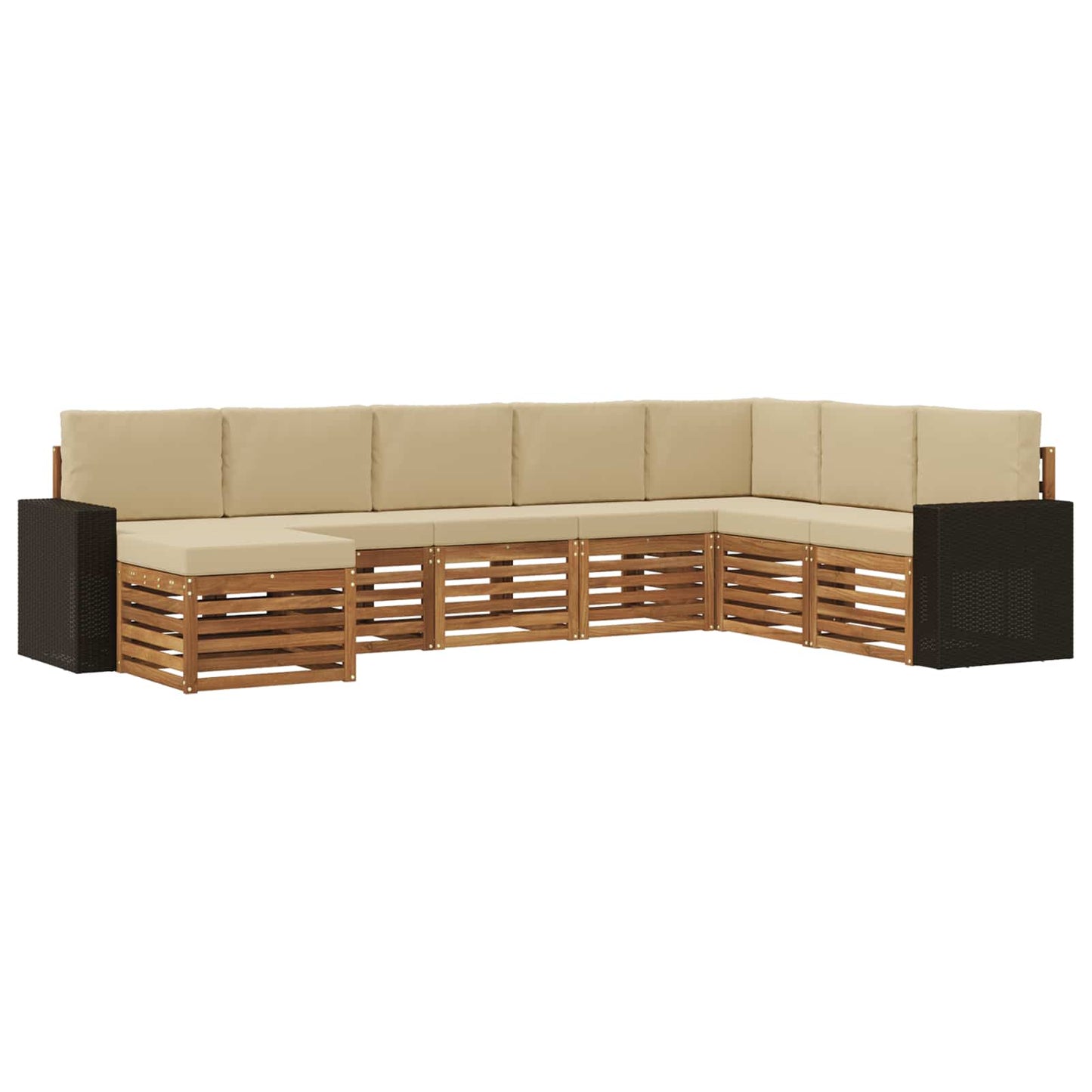 vidaXL Σειρά Καναπέ Εξωτερικού με μαξιλάρι 8 pcs Φυσικό και Μπεζ