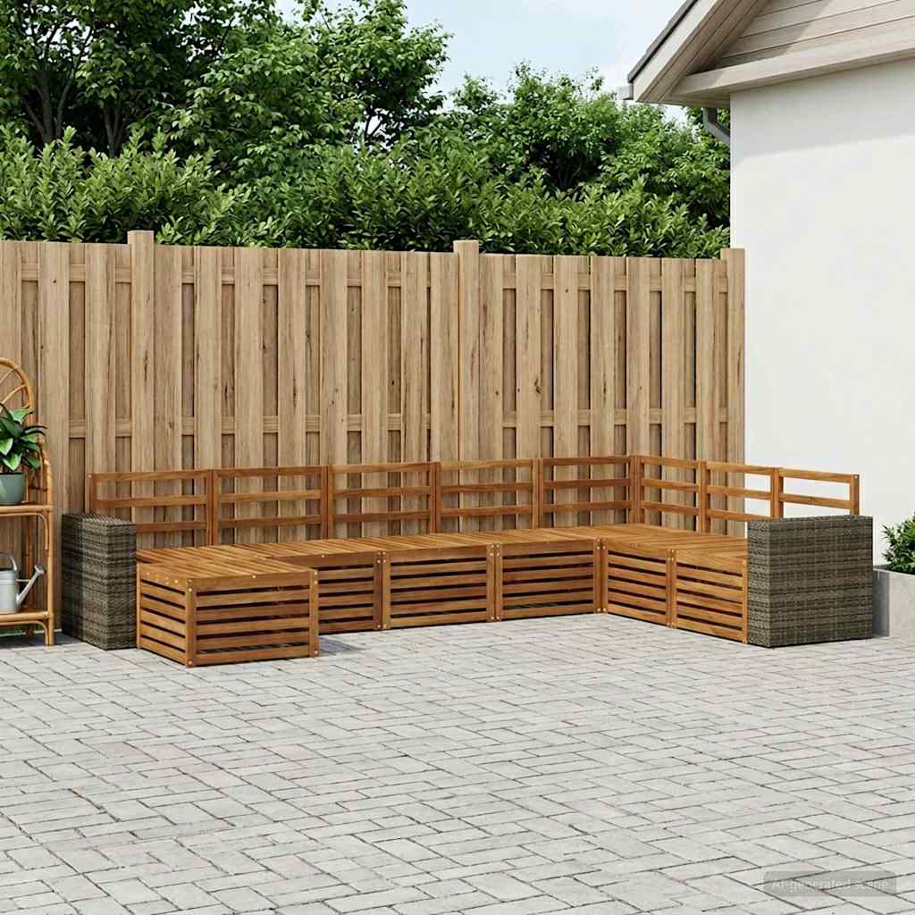 vidaXL Σειρά Καναπέ Εξωτερικού 8 pcs Φυσικό Στερεό Ξύλο Ακακίας