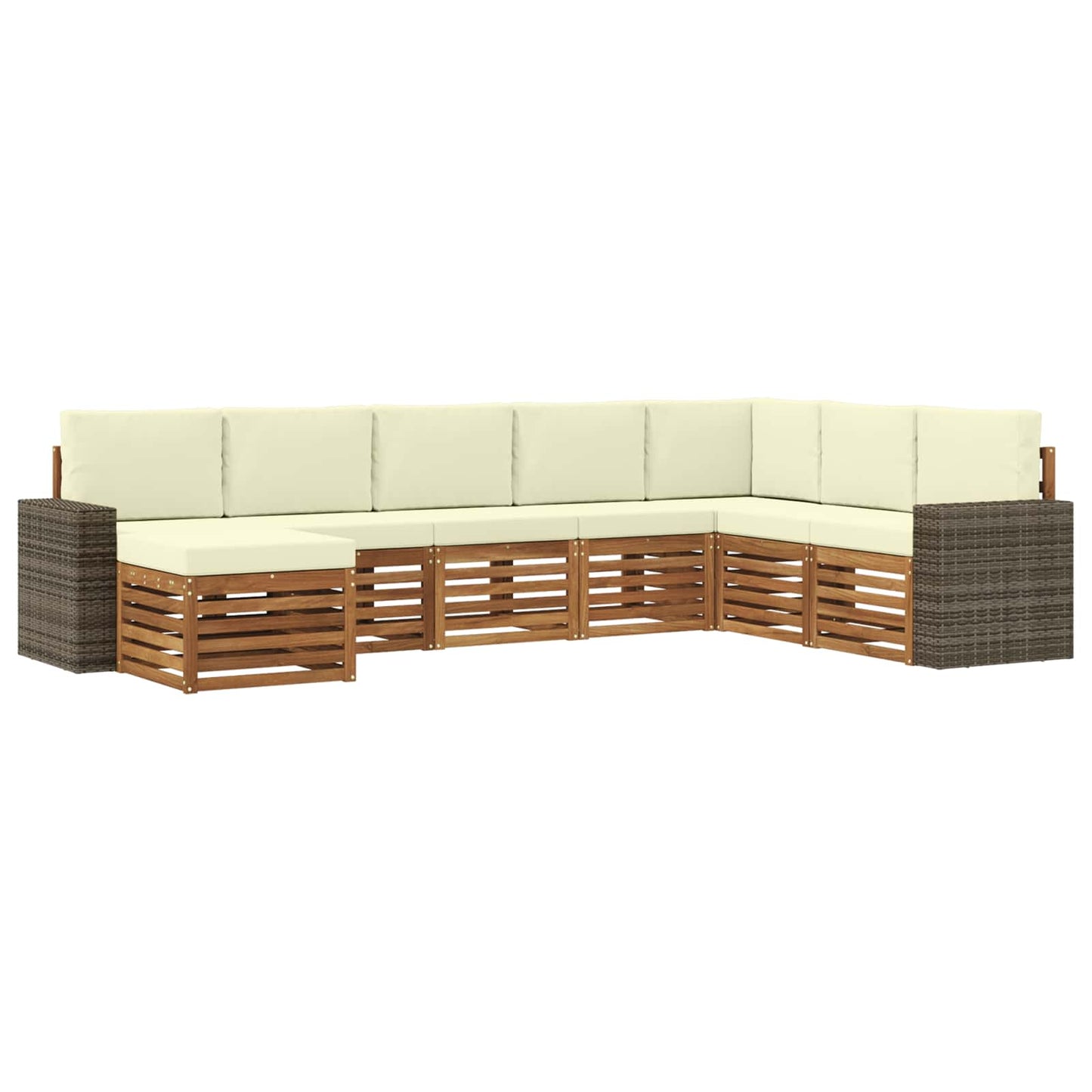 vidaXL Σειρά Καναπέ Εξωτερικού με μαξιλάρι 8 pcs Φυσικό και Κρέμα