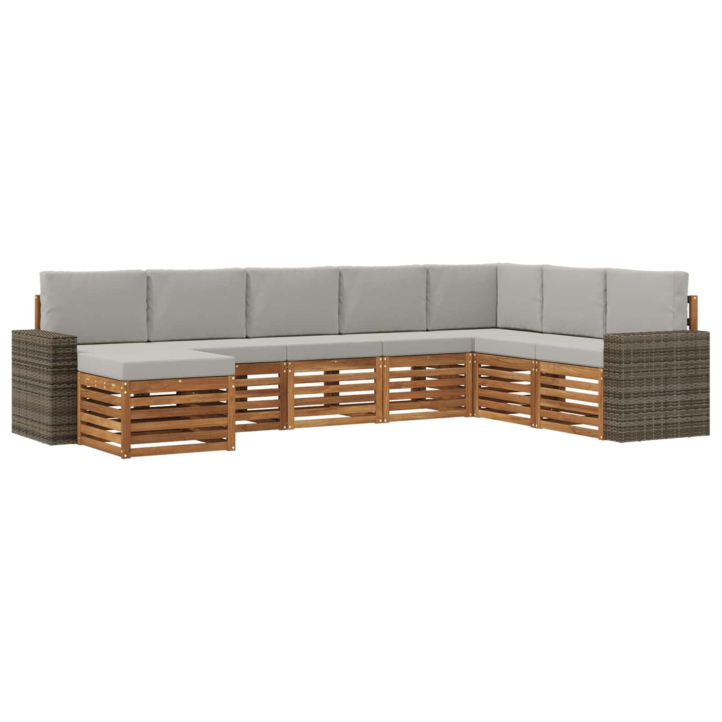 vidaXL Σειρά Καναπέ Εξωτερικού 8 pcs Φυσικό και Ανοιχτό Γκρι