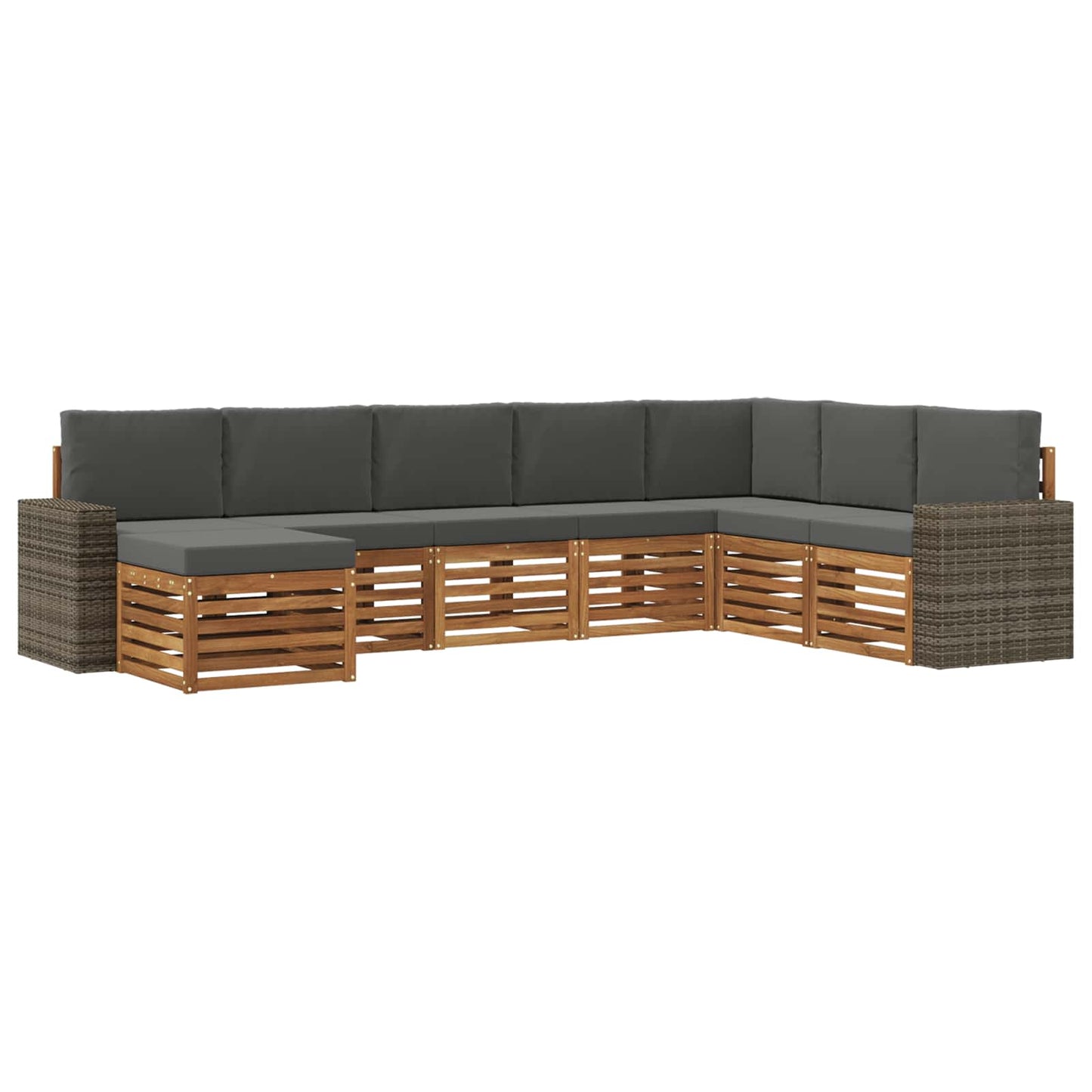 vidaXL Σειρά Καναπέ Εξωτερικού με μαξιλάρι 8 pcs Φυσικό και Ανθρακί