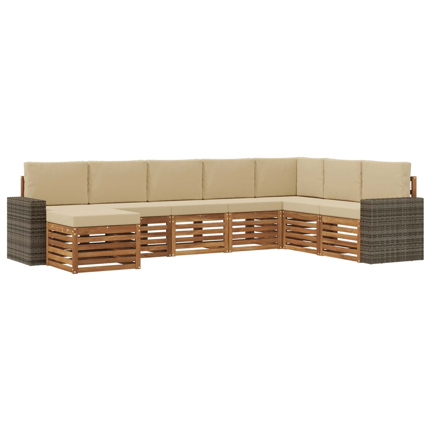 vidaXL Σειρά Καναπέ Εξωτερικού με μαξιλάρι 8 pcs Φυσικό και Μπεζ