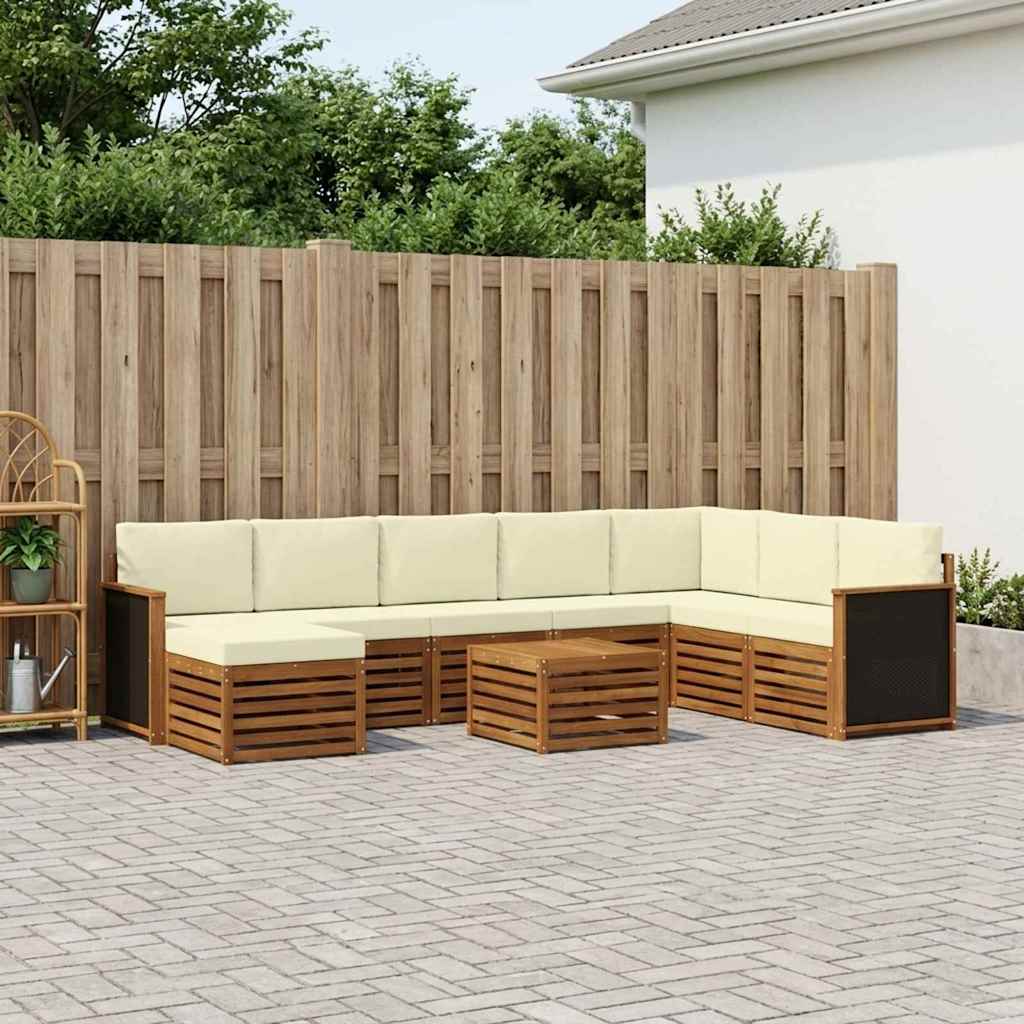 vidaXL Σειρά Καναπέ Εξωτερικού με μαξιλάρι 7 pcs Φυσικό και Κρέμα