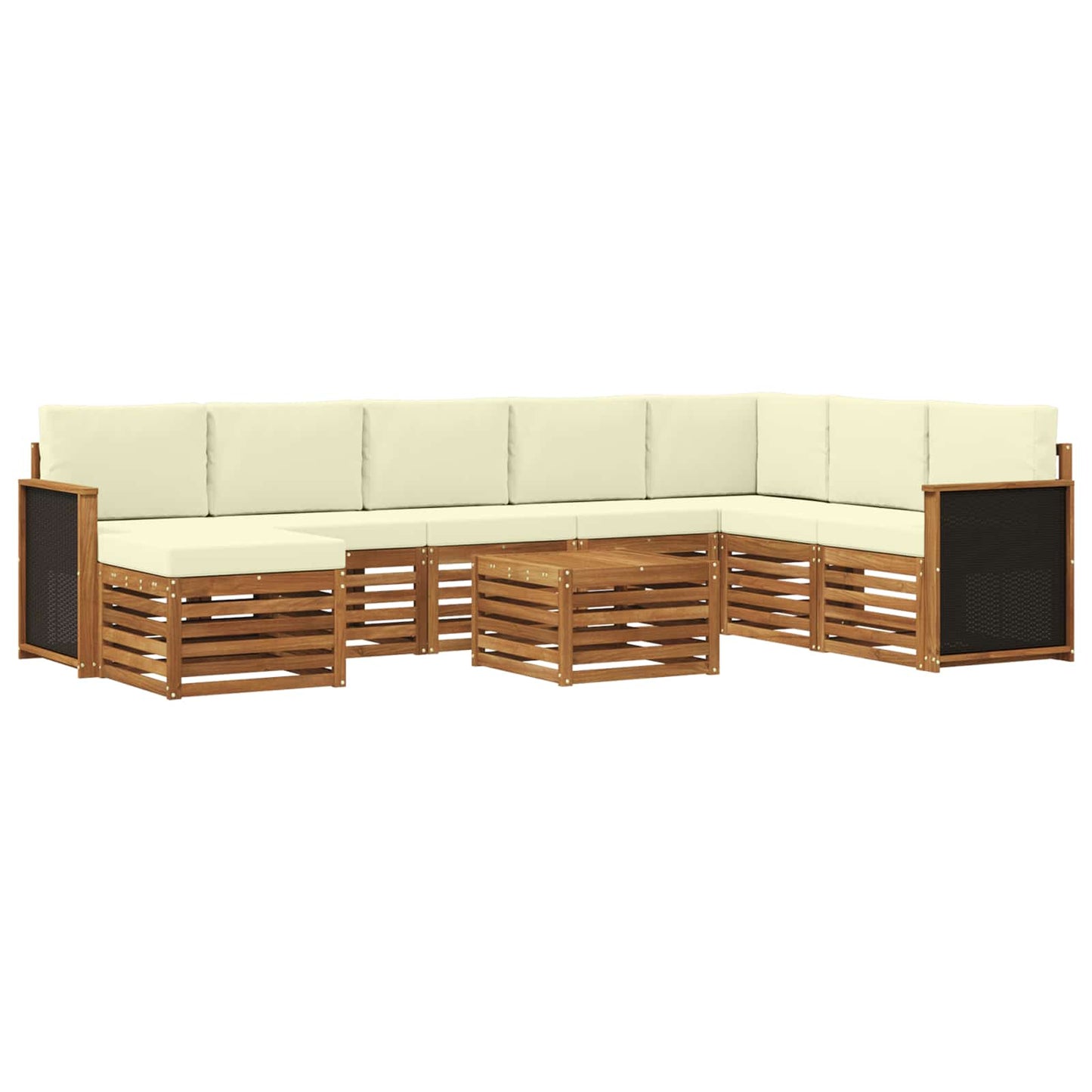 vidaXL Σειρά Καναπέ Εξωτερικού με μαξιλάρι 7 pcs Φυσικό και Κρέμα