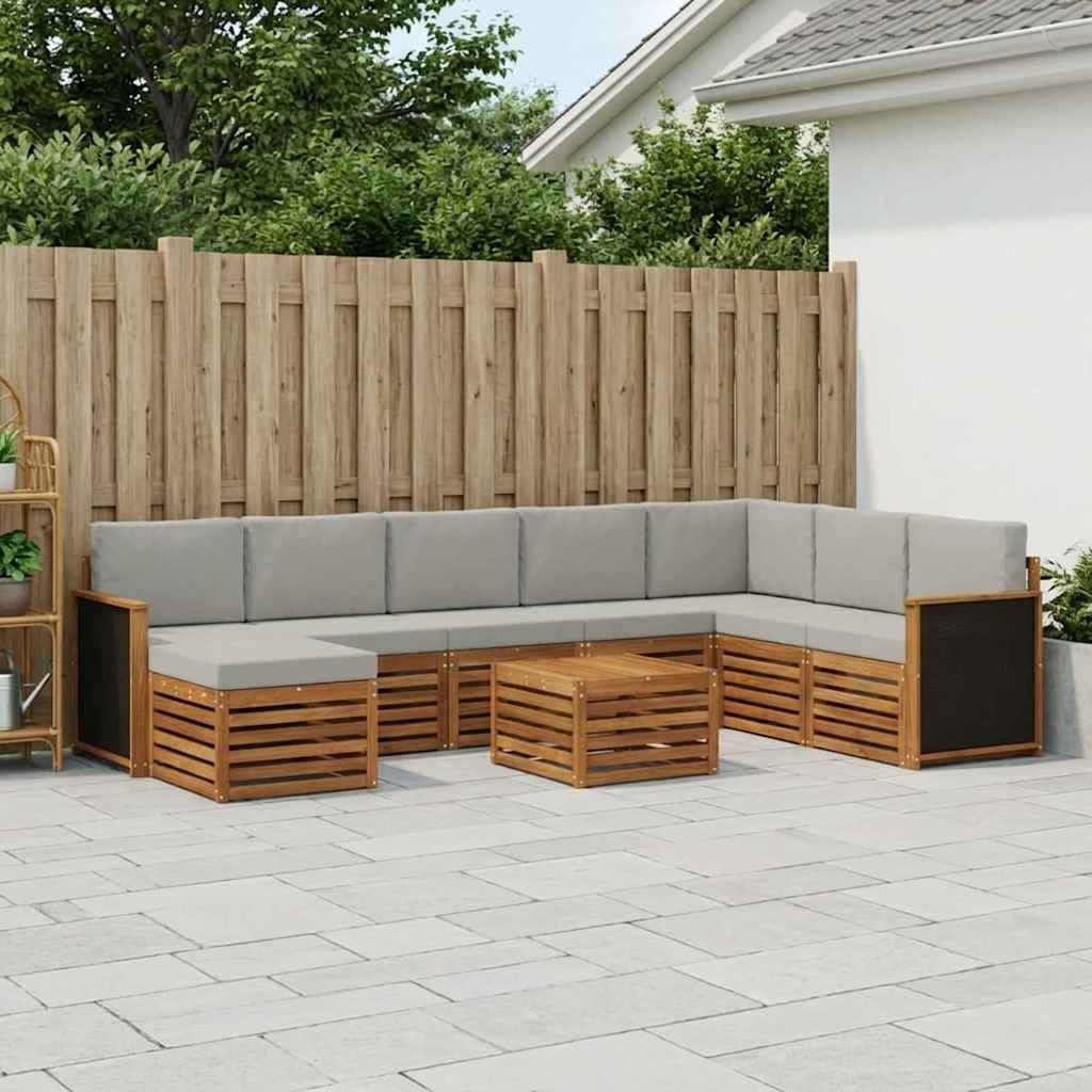 vidaXL Σειρά Καναπέ Εξωτερικού 7 pcs Φυσικό και Ανοιχτό Γκρι