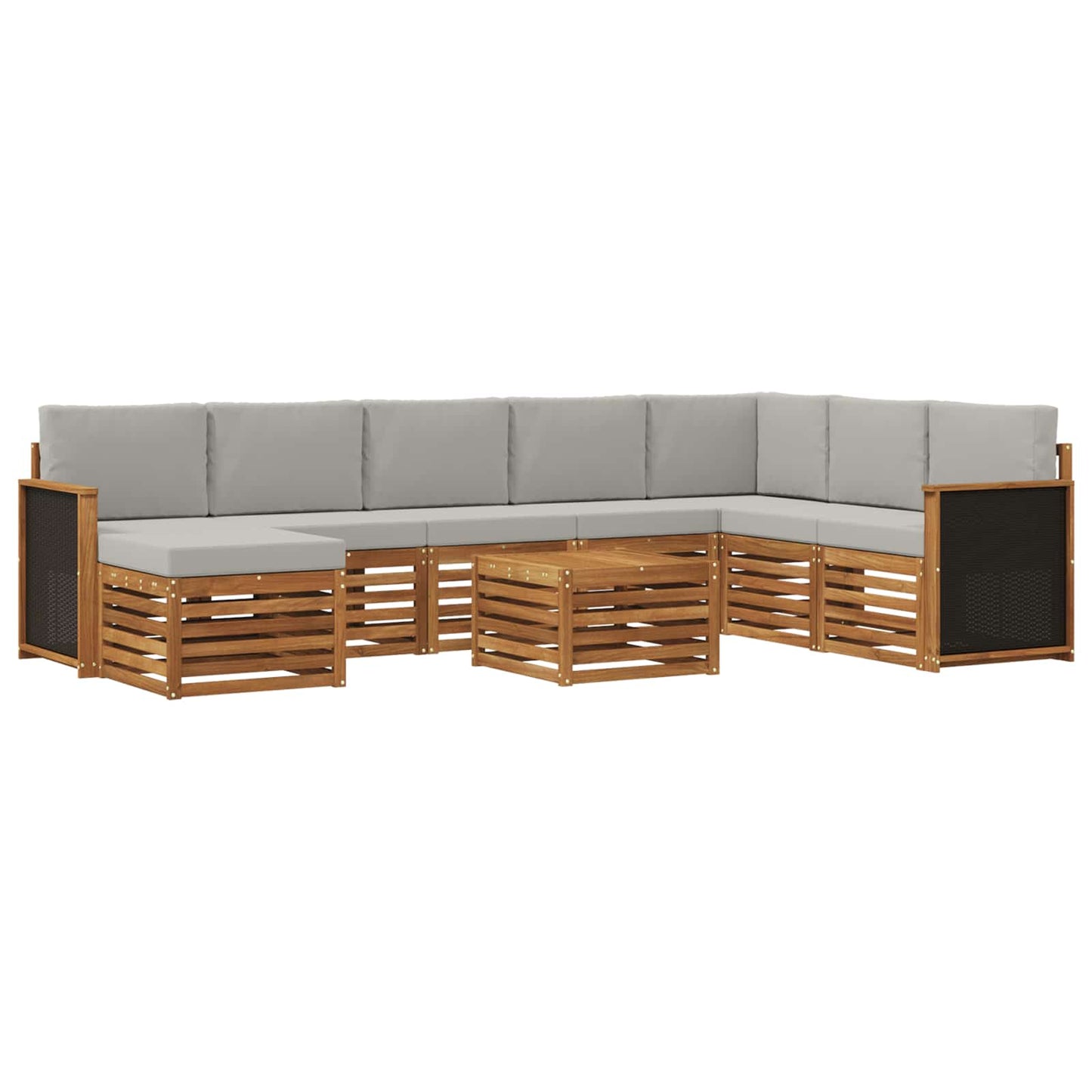 vidaXL Σειρά Καναπέ Εξωτερικού 7 pcs Φυσικό και Ανοιχτό Γκρι