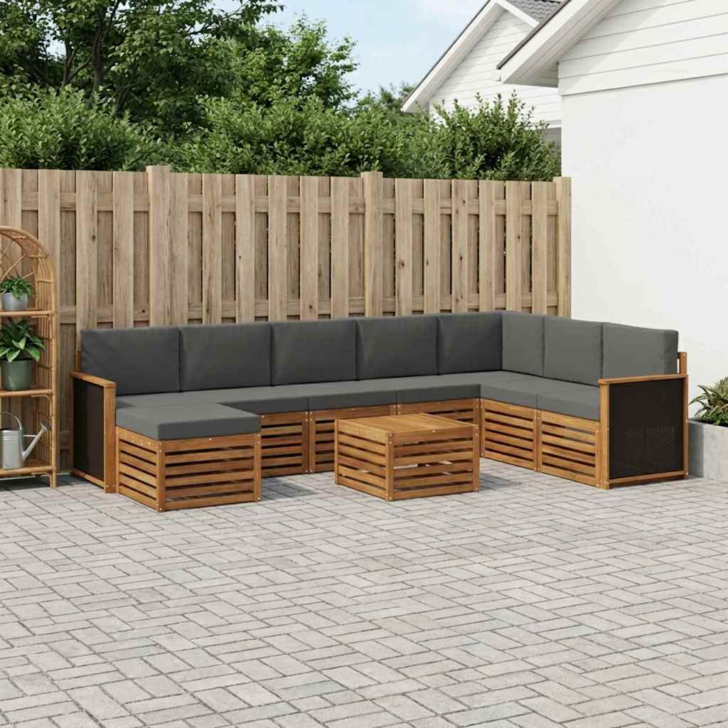 vidaXL Σειρά Καναπέ Εξωτερικού με μαξιλάρι 7 pcs Φυσικό και Ανθρακί