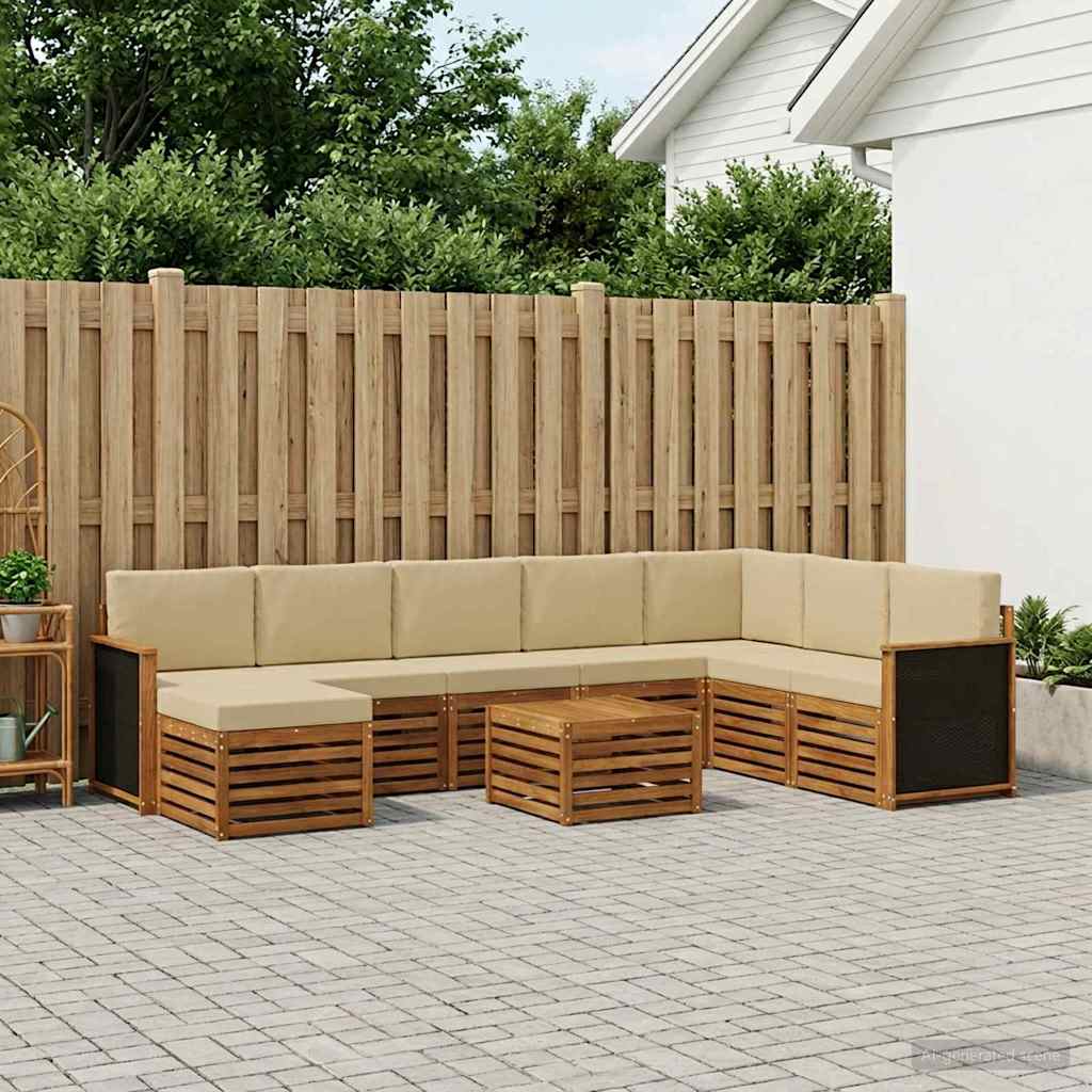 vidaXL Σειρά Καναπέ Εξωτερικού με μαξιλάρι 7 pcs Φυσικό