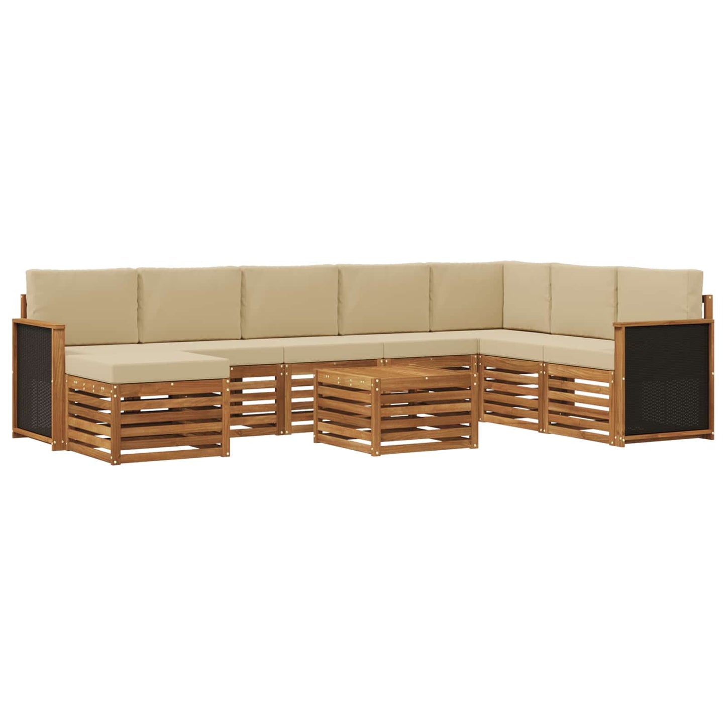 vidaXL Σειρά Καναπέ Εξωτερικού με μαξιλάρι 7 pcs Φυσικό