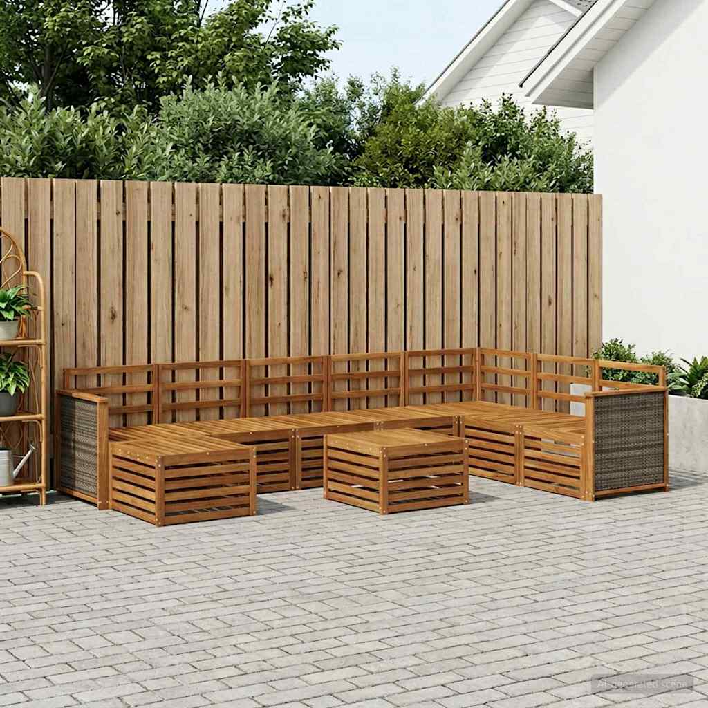 vidaXL Σειρά Καναπέ Εξωτερικού 7 pcs Φυσικό Στερεό Ξύλο Ακακίας