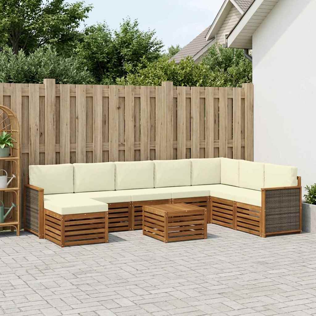 vidaXL Σειρά Καναπέ Εξωτερικού με μαξιλάρι 7 pcs Φυσικό και Κρέμα