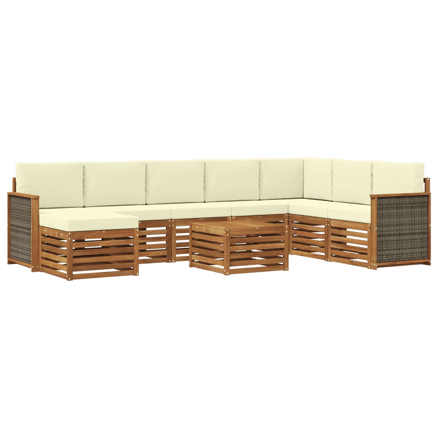 vidaXL Σειρά Καναπέ Εξωτερικού με μαξιλάρι 7 pcs Φυσικό και Κρέμα