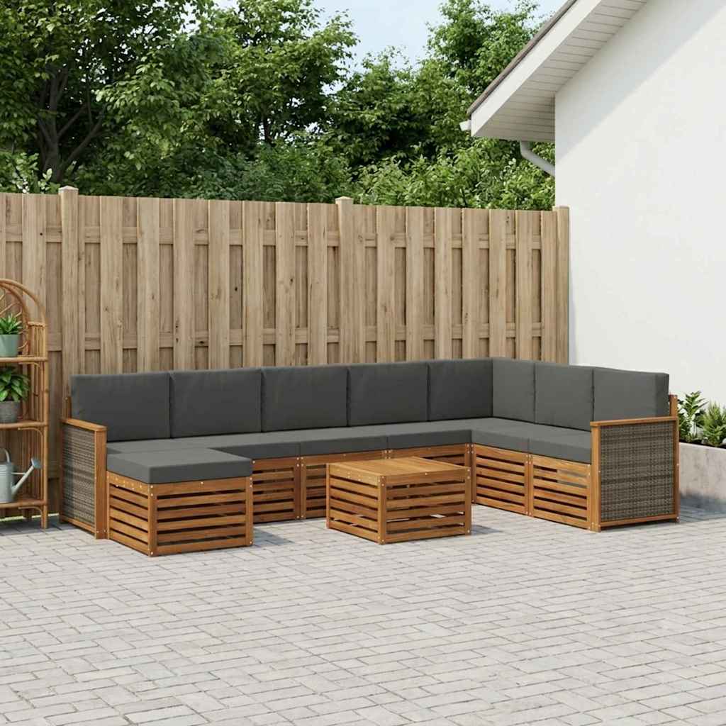 vidaXL Σειρά Καναπέ Εξωτερικού με μαξιλάρι 7 pcs Φυσικό και Ανθρακί
