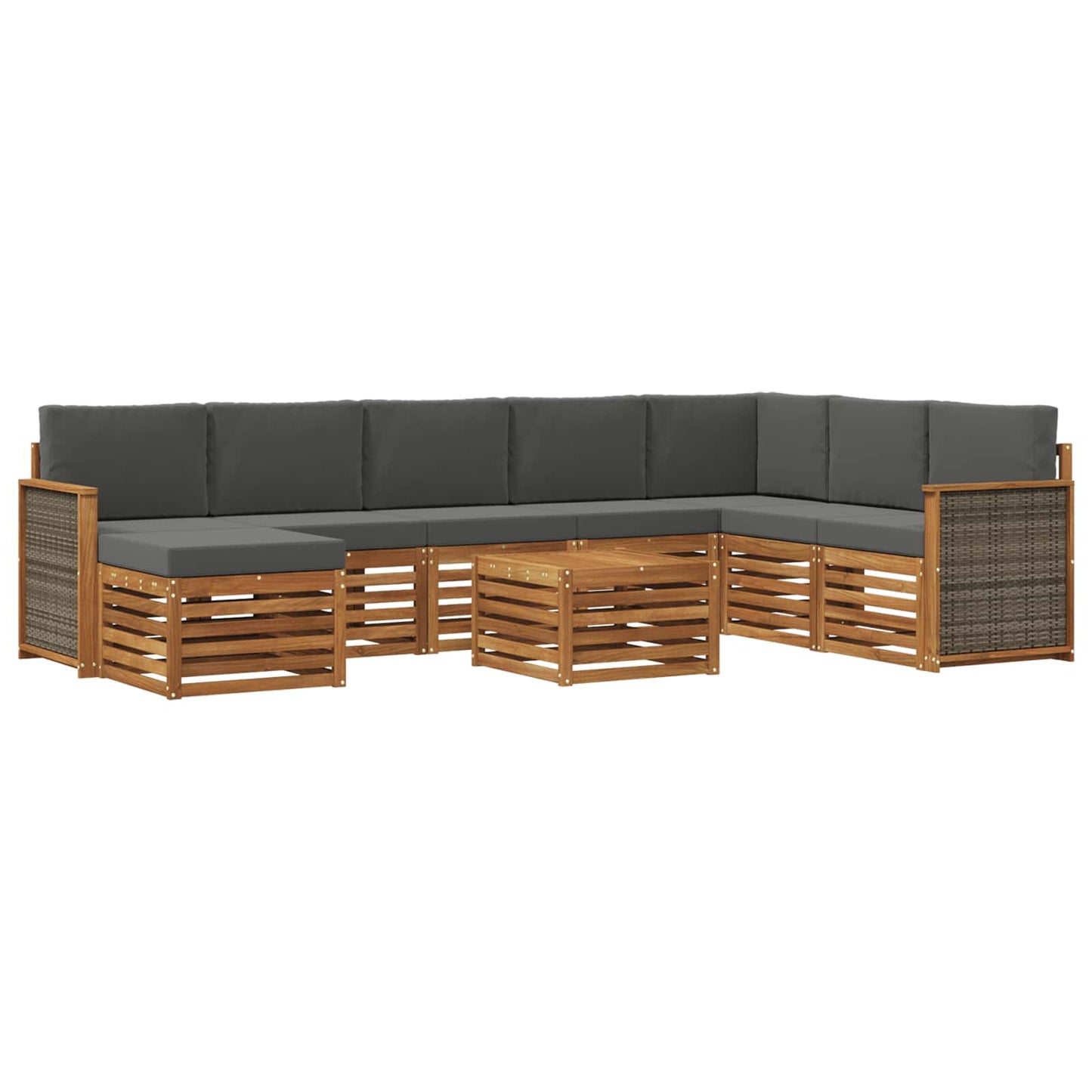 vidaXL Σειρά Καναπέ Εξωτερικού με μαξιλάρι 7 pcs Φυσικό και Ανθρακί