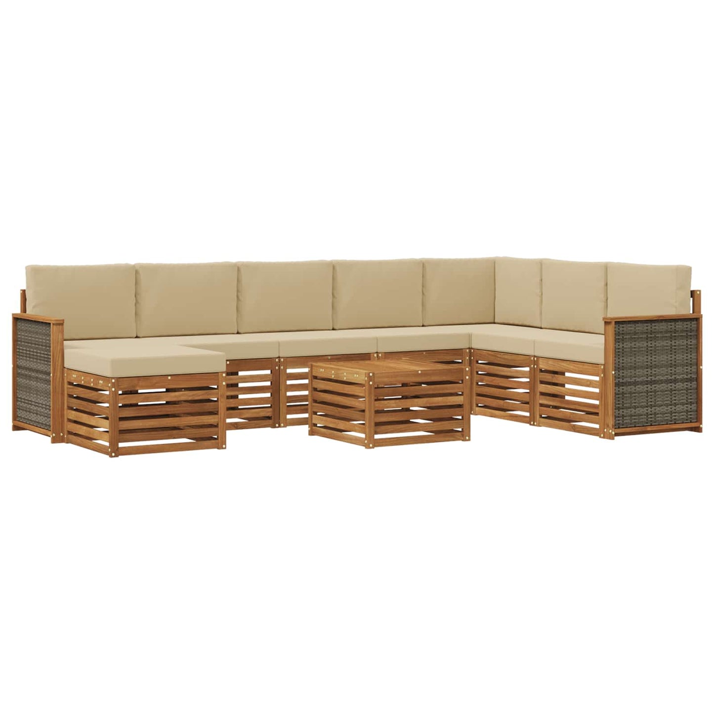 vidaXL Σειρά Καναπέ Εξωτερικού με μαξιλάρι 7 pcs Φυσικό